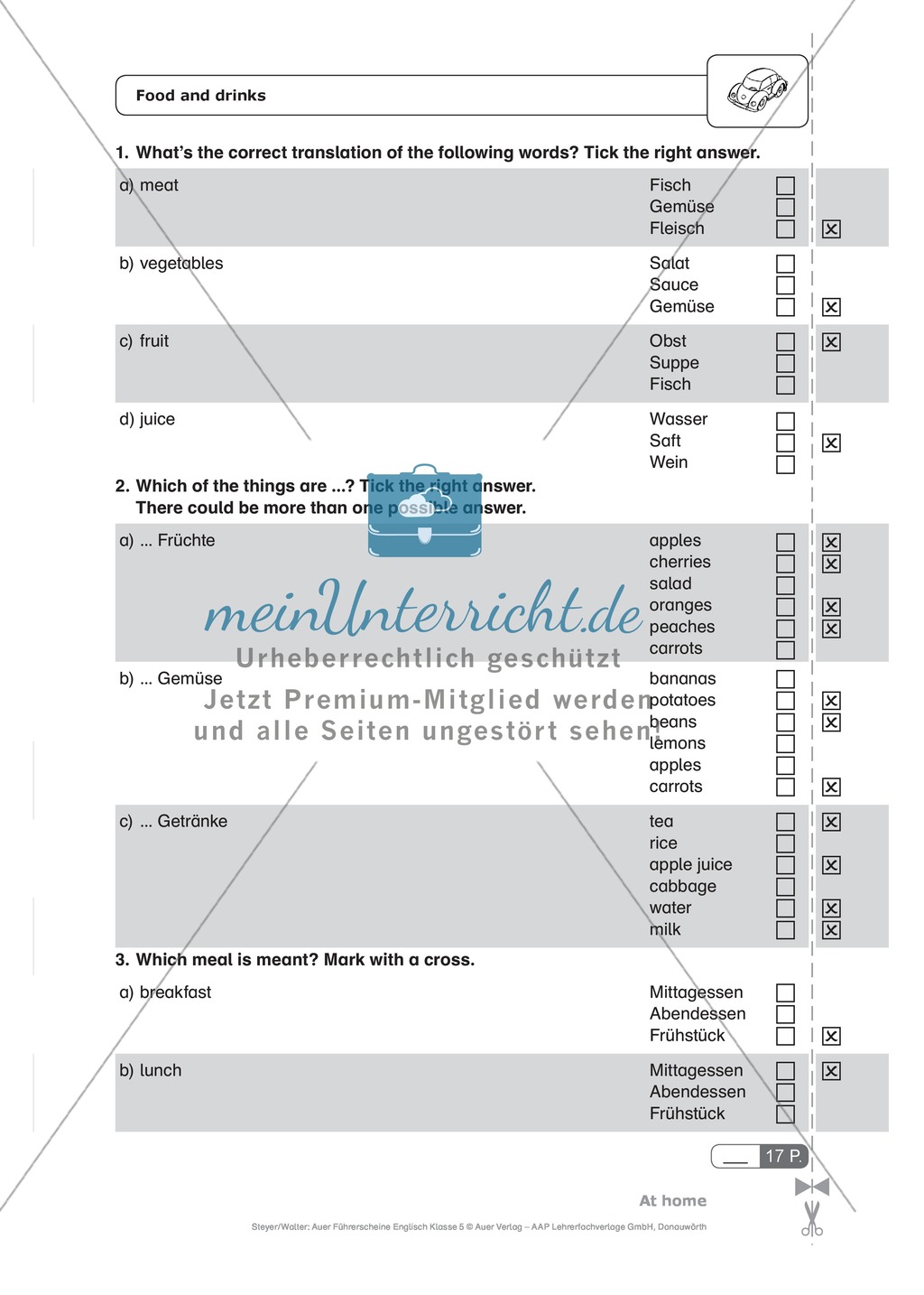At home - Food and drinks: Schnelltest zur Lernstandserfassung Preview 1