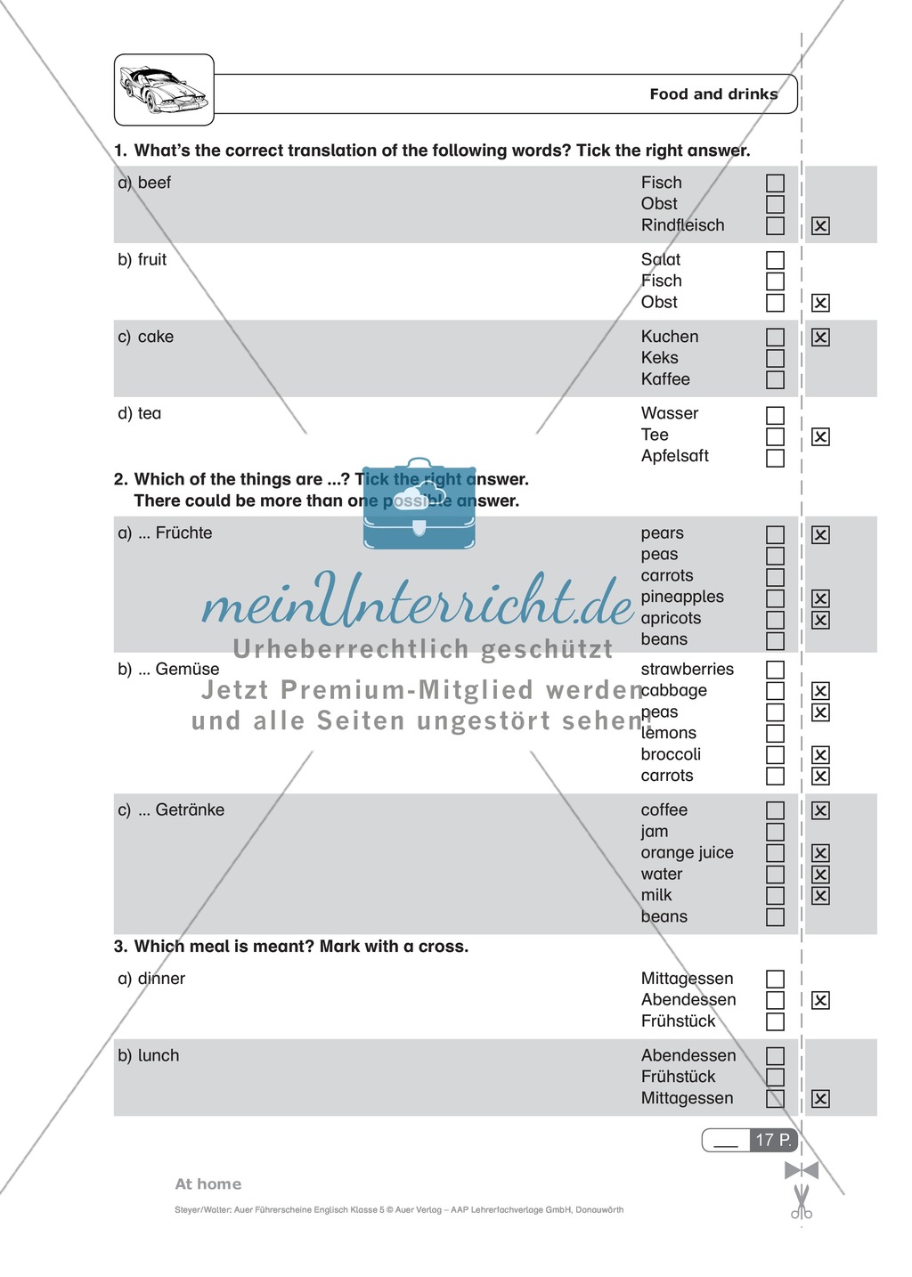 At home - Food and drinks: Schnelltest zur Lernstandserfassung Preview 2
