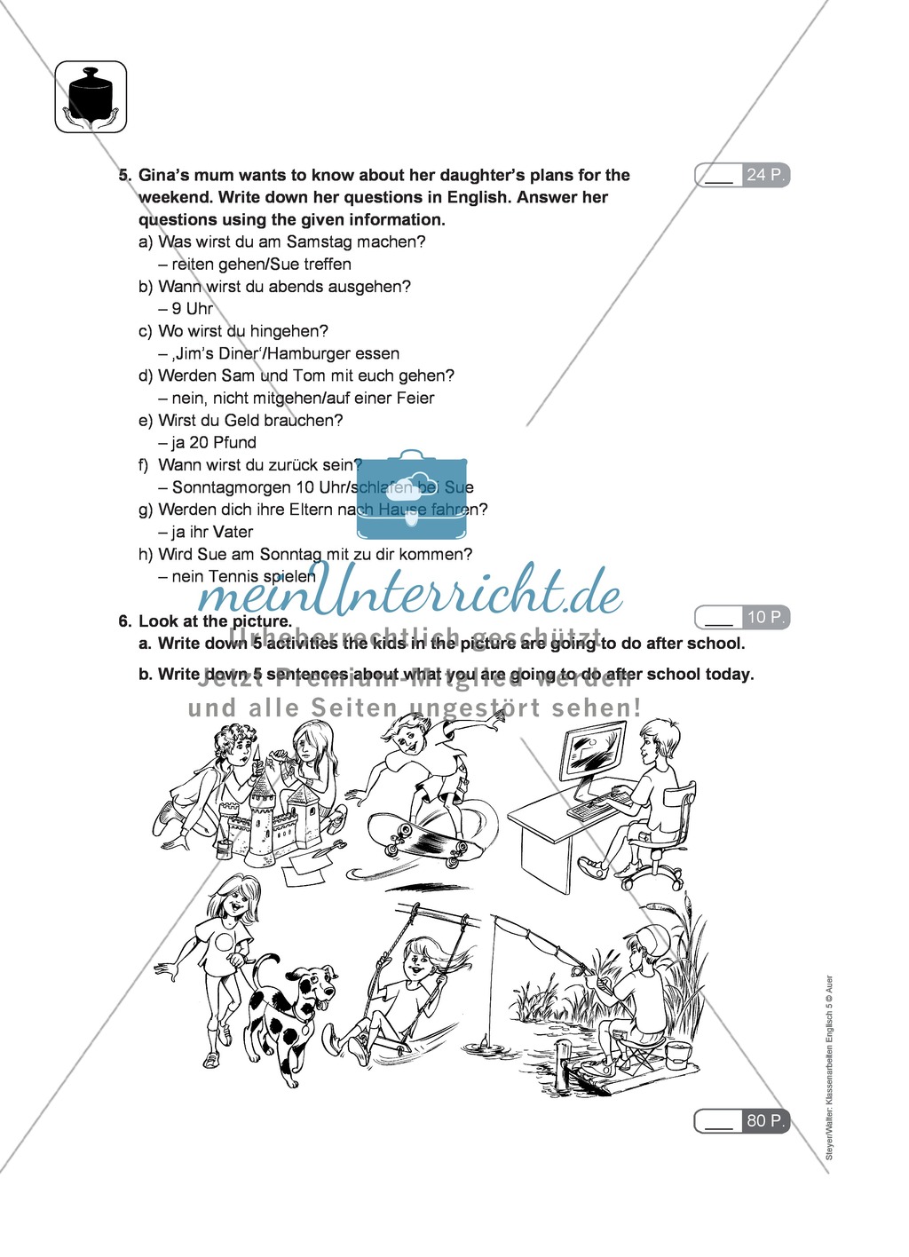Klassenarbeit going-to-future - schwer (2) - mit Lösungen Preview 2