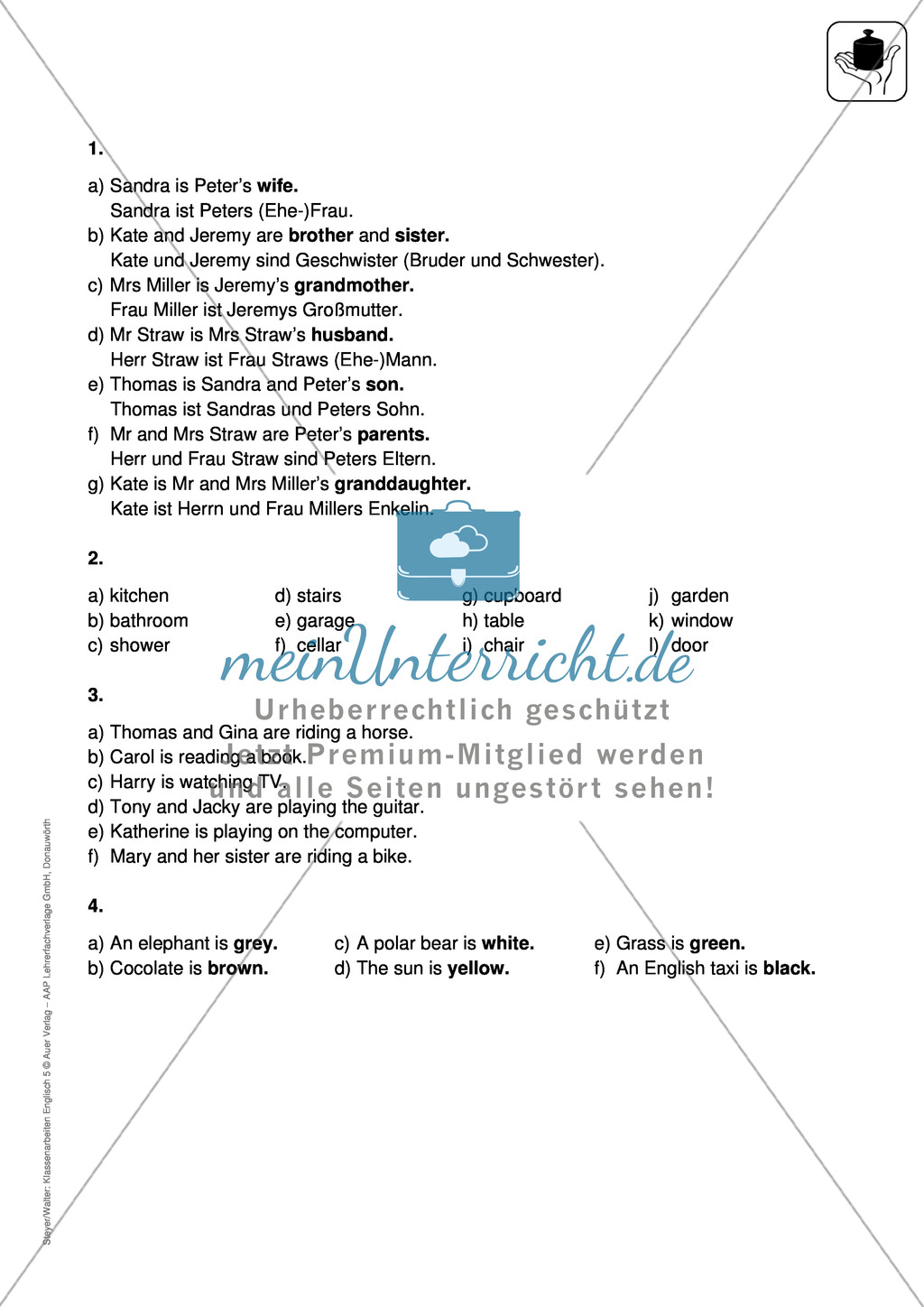 Klassenarbeit At home - einfach (1) - mit Lösungen Preview 3