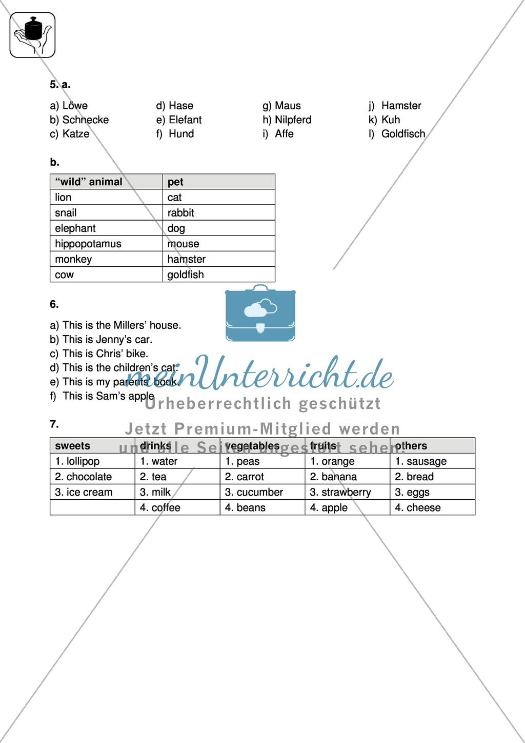 Klassenarbeit At home - einfach (1) - mit Lösungen Preview 4