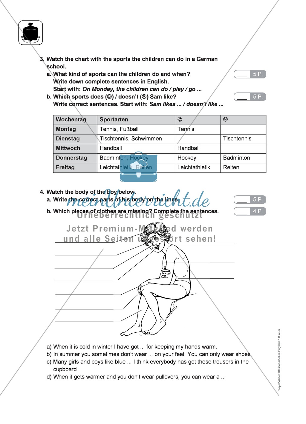 Klassenarbeit At home - schwer (1) - mit Lösungen Preview 2