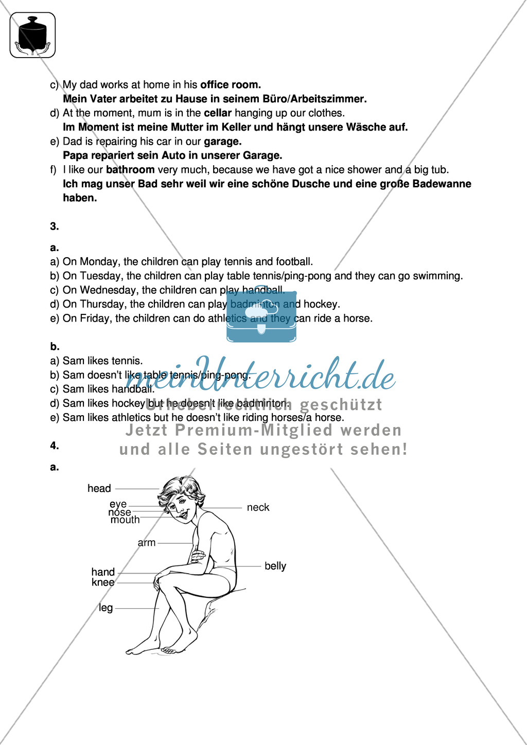 Klassenarbeit At home - schwer (1) - mit Lösungen Preview 5