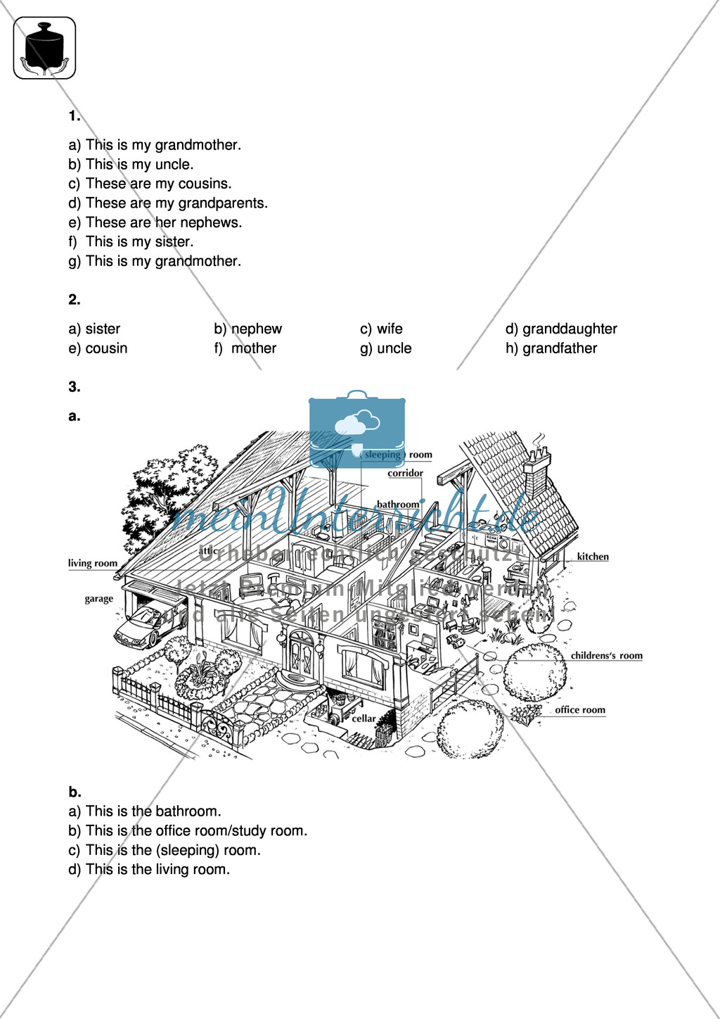 Klassenarbeit At home - schwer (2) - mit Lösungen Preview 4