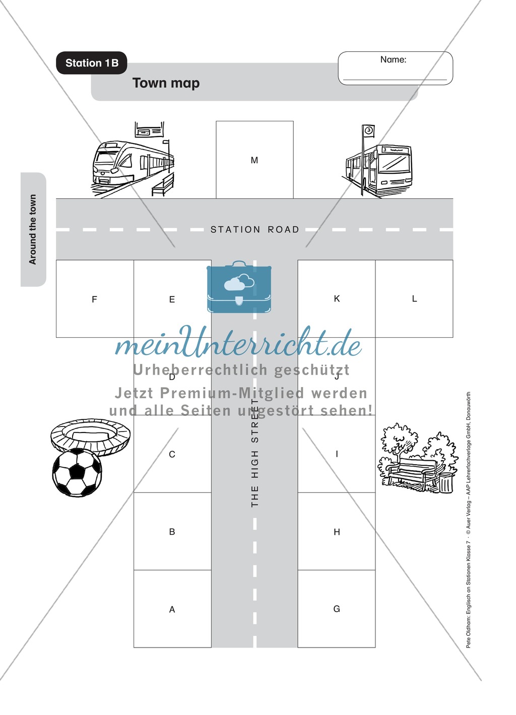Stationenlernen in der 7. Klasse: Around the town an 8 Stationen Preview 2
