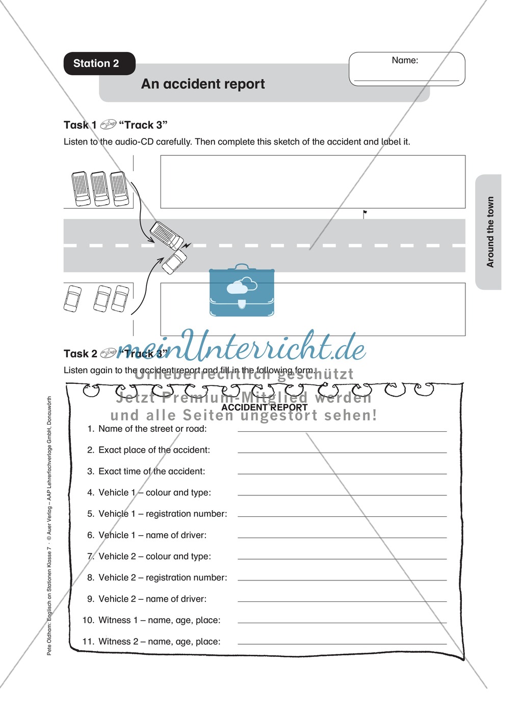 Stationenlernen in der 7. Klasse: Around the town an 8 Stationen Preview 3