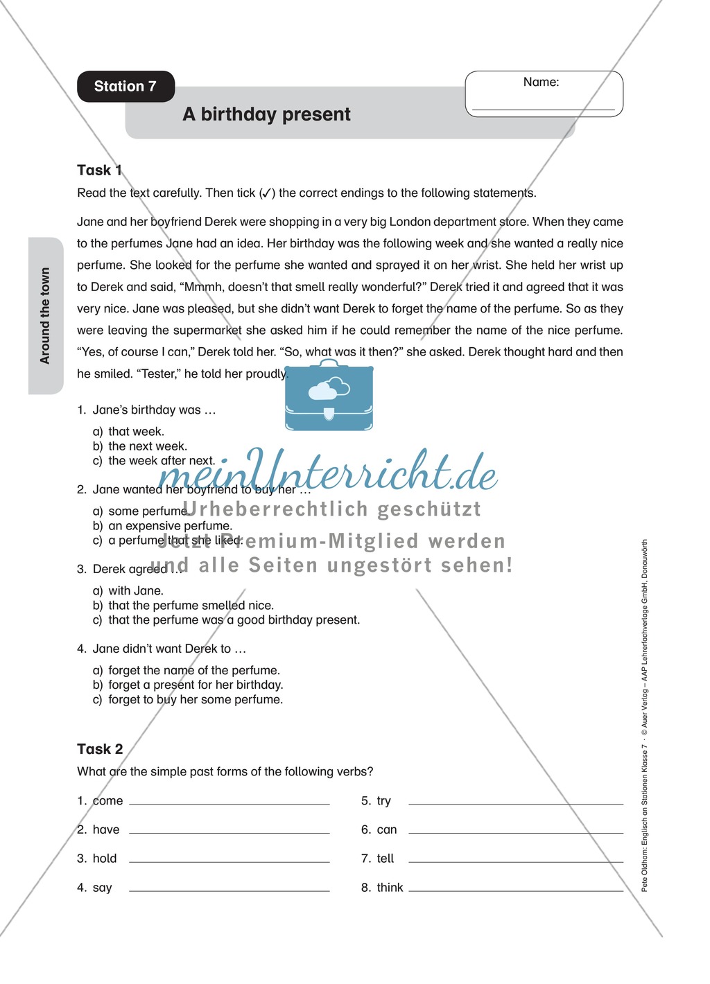 Stationenlernen in der 7. Klasse: Around the town an 8 Stationen Preview 8