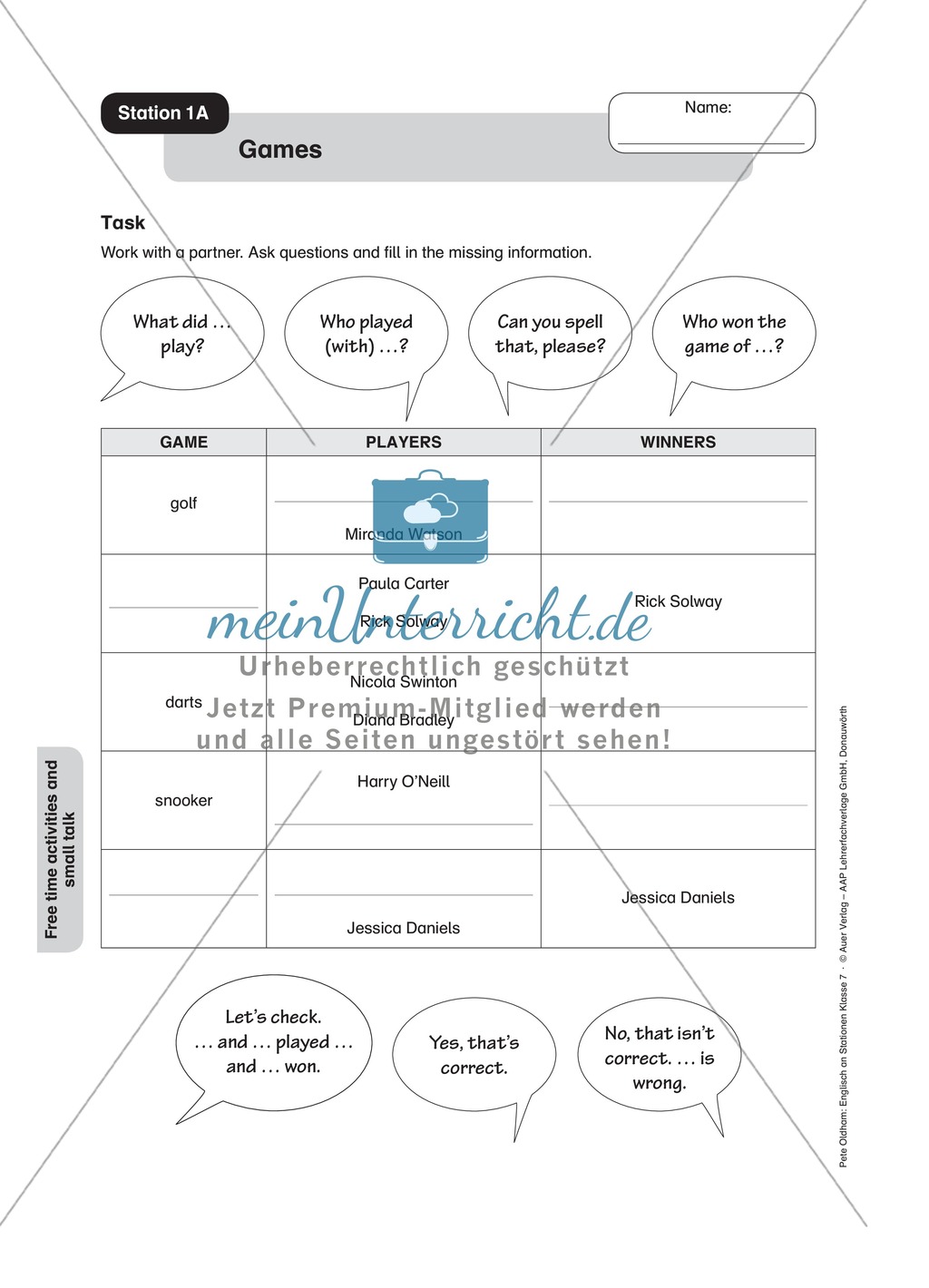 Stationenlernen in der 7. Klasse: Speaking activities an 6 Stationen Preview 1