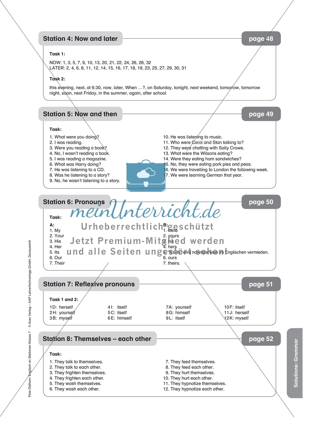 Stationenlernen in der 7. Klasse: Grammar an 8 Stationen Preview 10