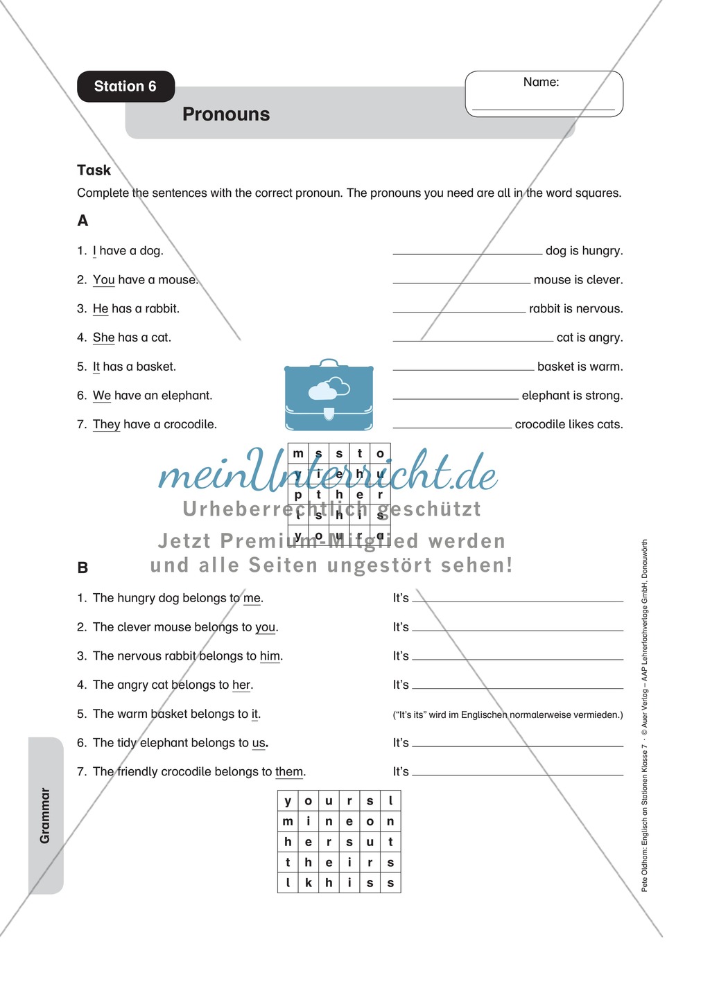 Stationenlernen in der 7. Klasse: Grammar an 8 Stationen Preview 6