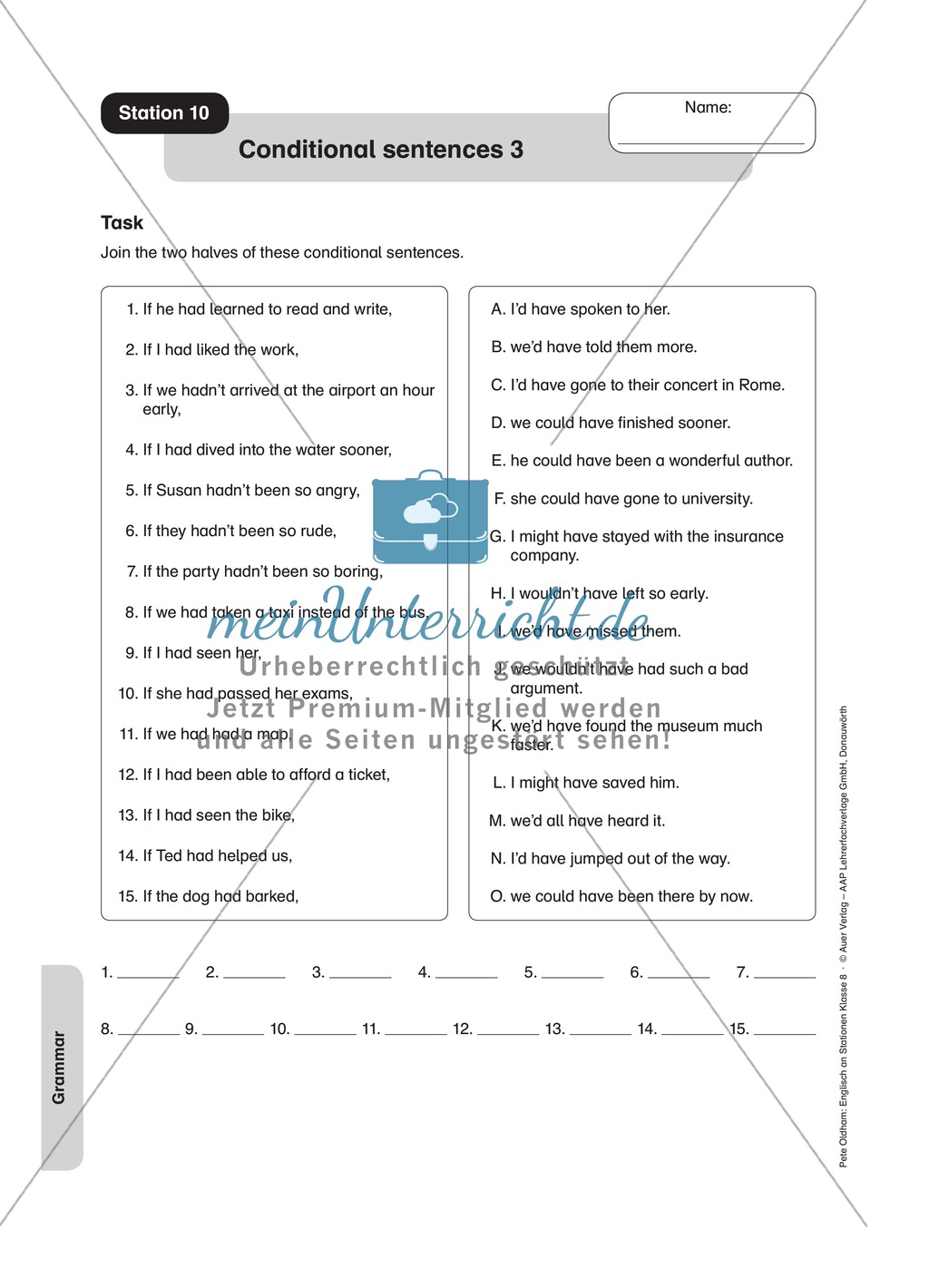 Stationenlernen in der 8. Klasse: Grammar an 10 Stationen Preview 10
