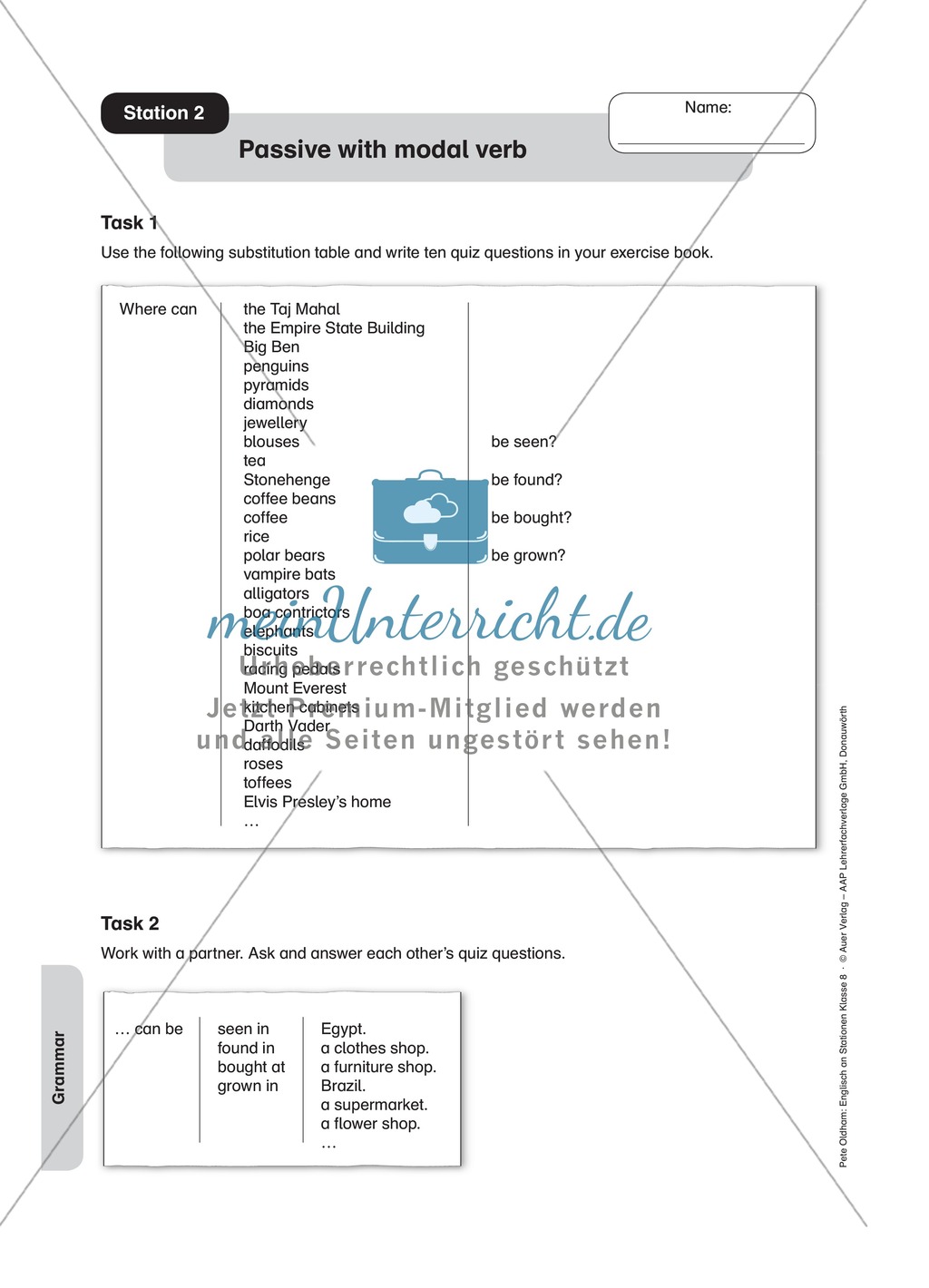 Stationenlernen in der 8. Klasse: Grammar an 10 Stationen Preview 2