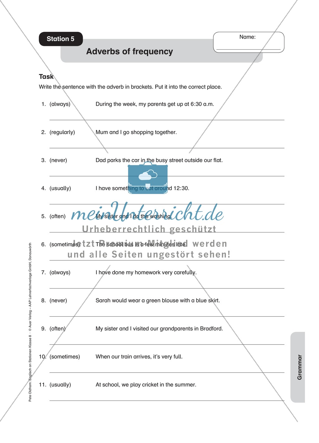 Stationenlernen in der 8. Klasse: Grammar an 10 Stationen Preview 5