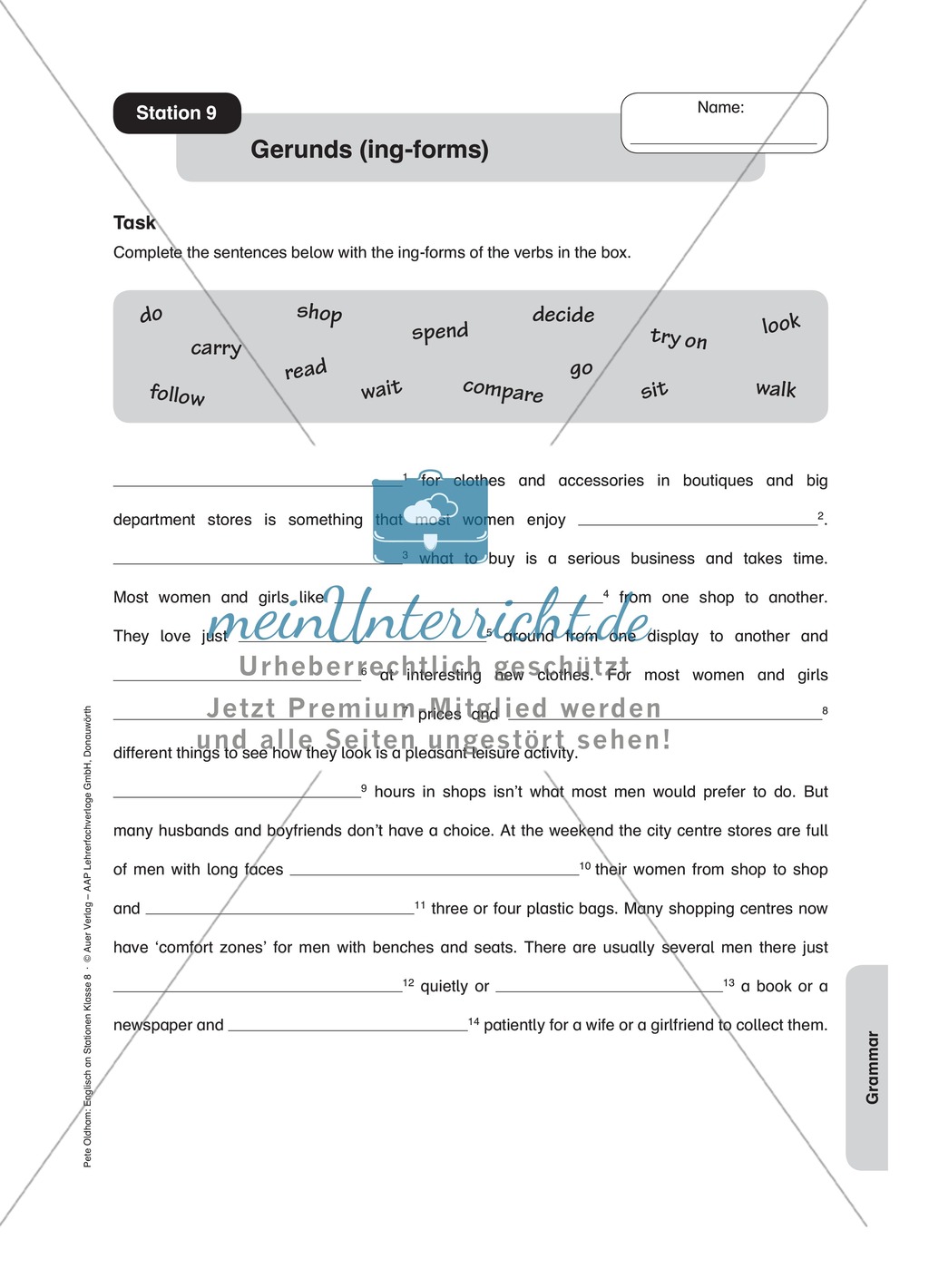 Stationenlernen in der 8. Klasse: Grammar an 10 Stationen Preview 9