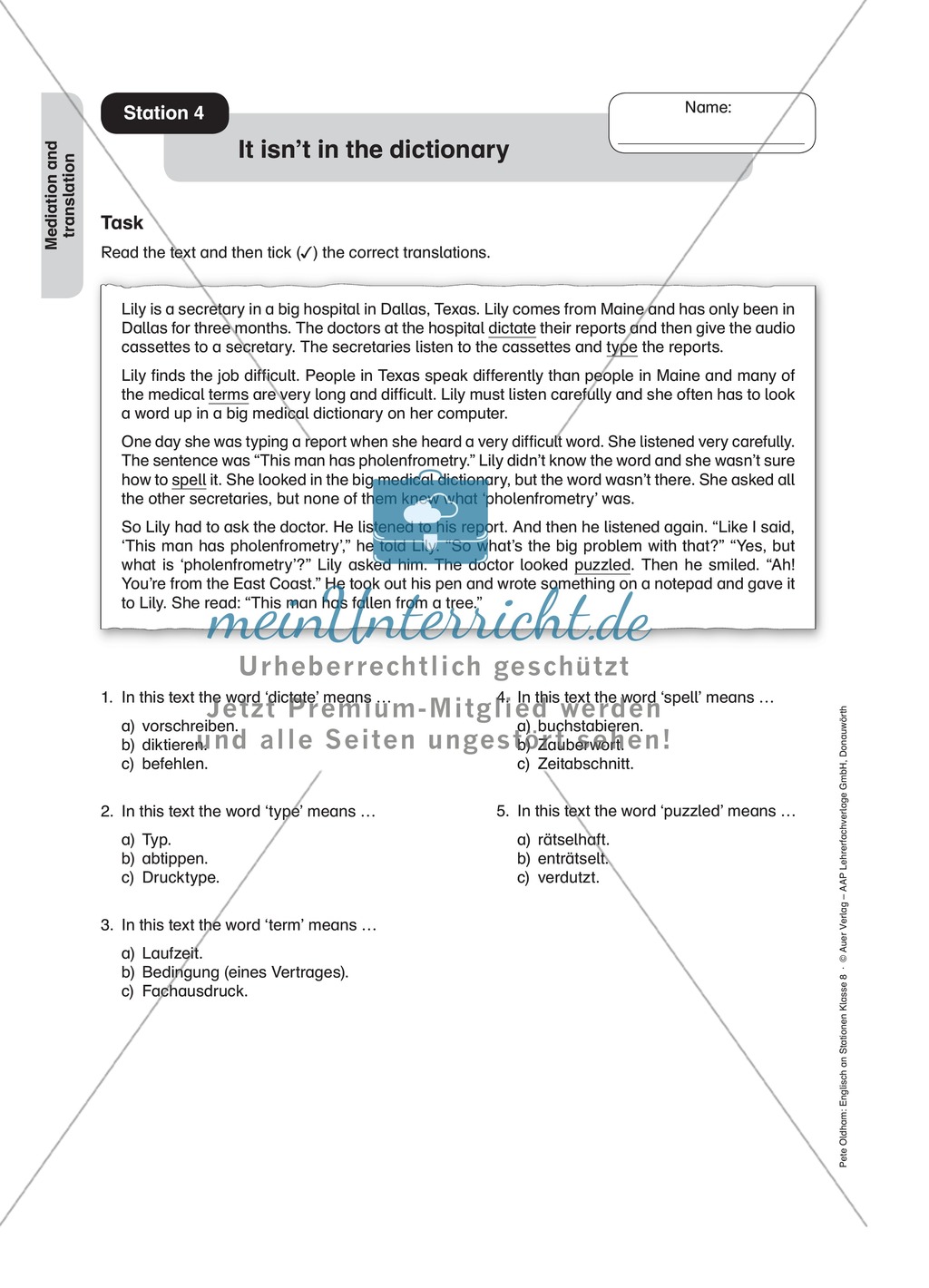 Stationenlernen in der 8. Klasse: Translation an 6 Stationen Preview 4