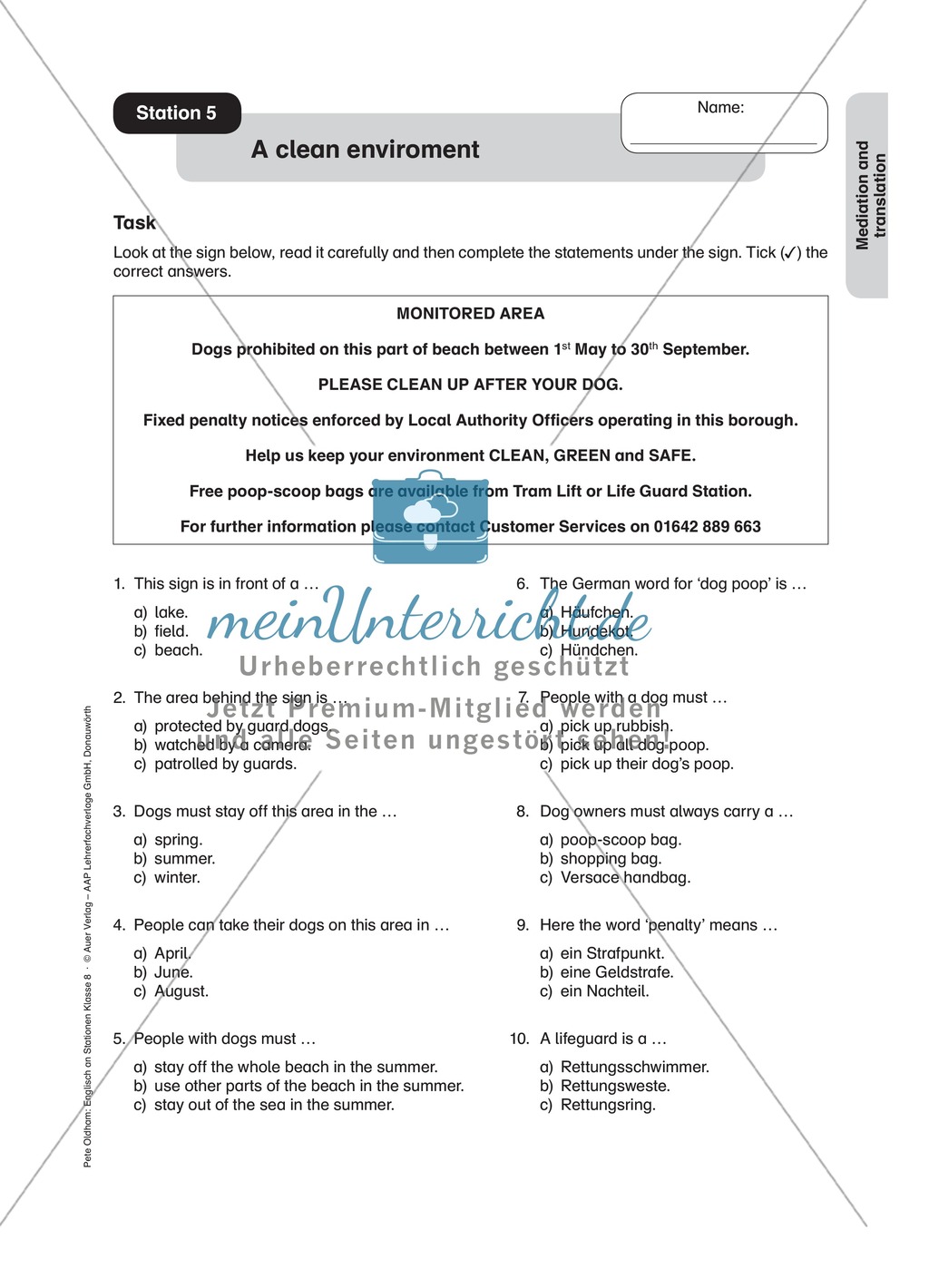 Stationenlernen in der 8. Klasse: Translation an 6 Stationen Preview 5