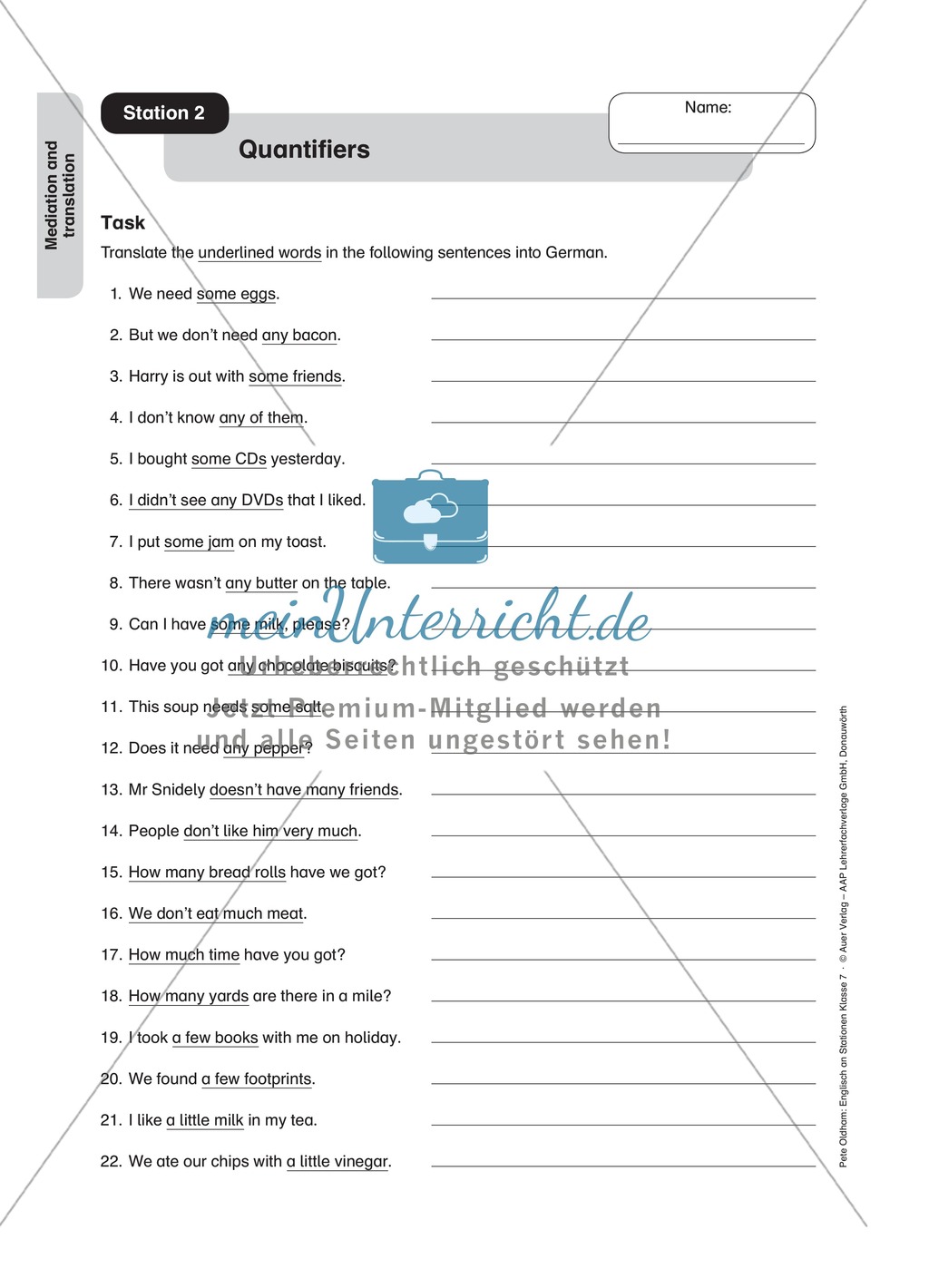 Stationenlernen in der 7. Klasse: Translation an 6 Stationen Preview 2