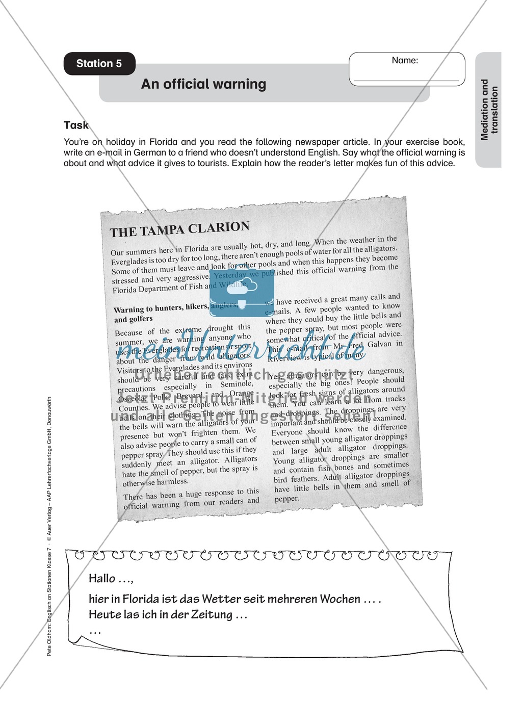 Stationenlernen in der 7. Klasse: Translation an 6 Stationen Preview 5