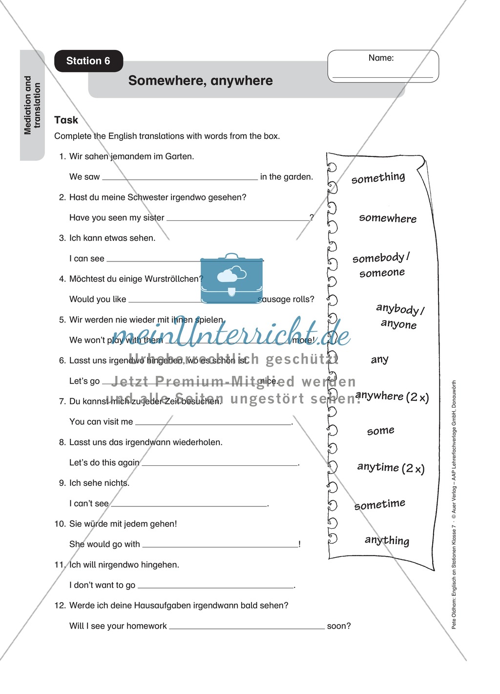 Stationenlernen in der 7. Klasse: Translation an 6 Stationen Preview 6