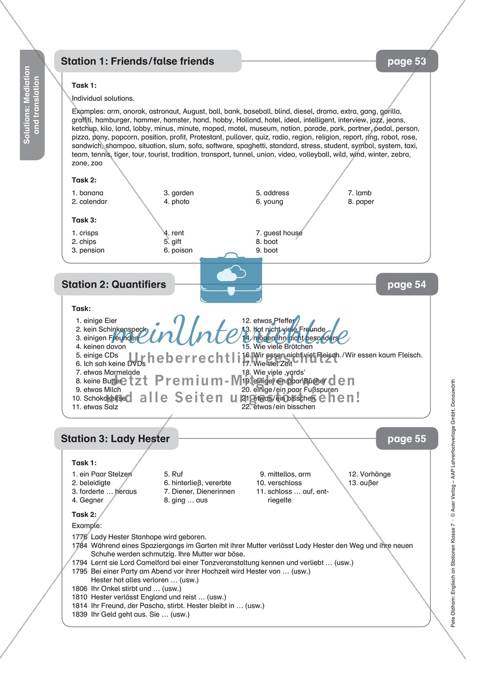 Stationenlernen in der 7. Klasse: Translation an 6 Stationen Preview 7