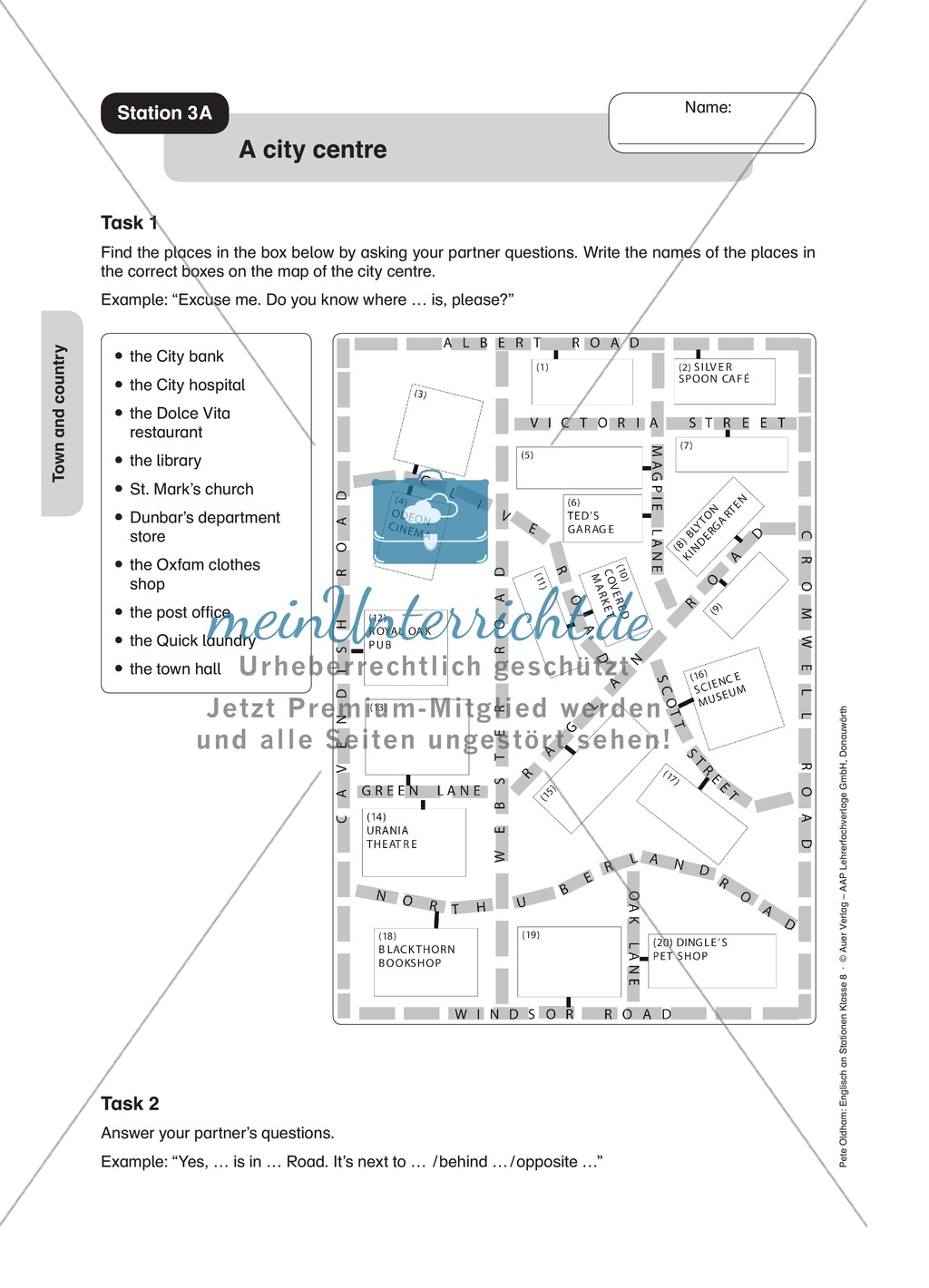 Stationenlernen in der 8. Klasse: Town and country an 6 Stationen Preview 1