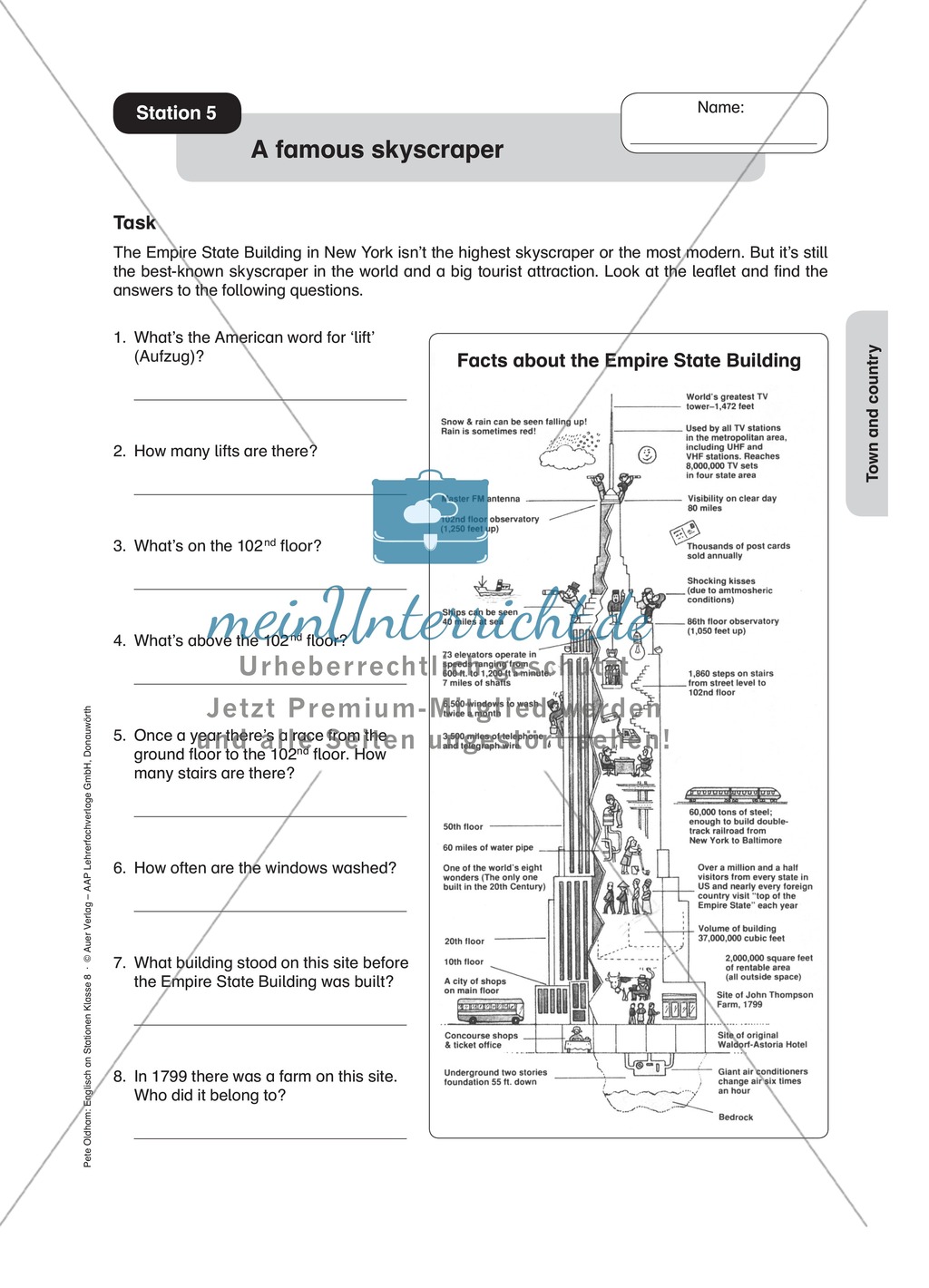 Stationenlernen in der 8. Klasse: Town and country an 6 Stationen Preview 4
