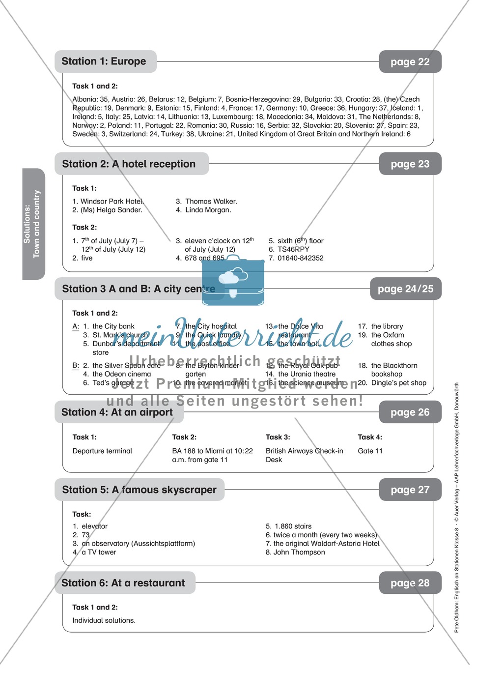Stationenlernen in der 8. Klasse: Town and country an 6 Stationen Preview 6