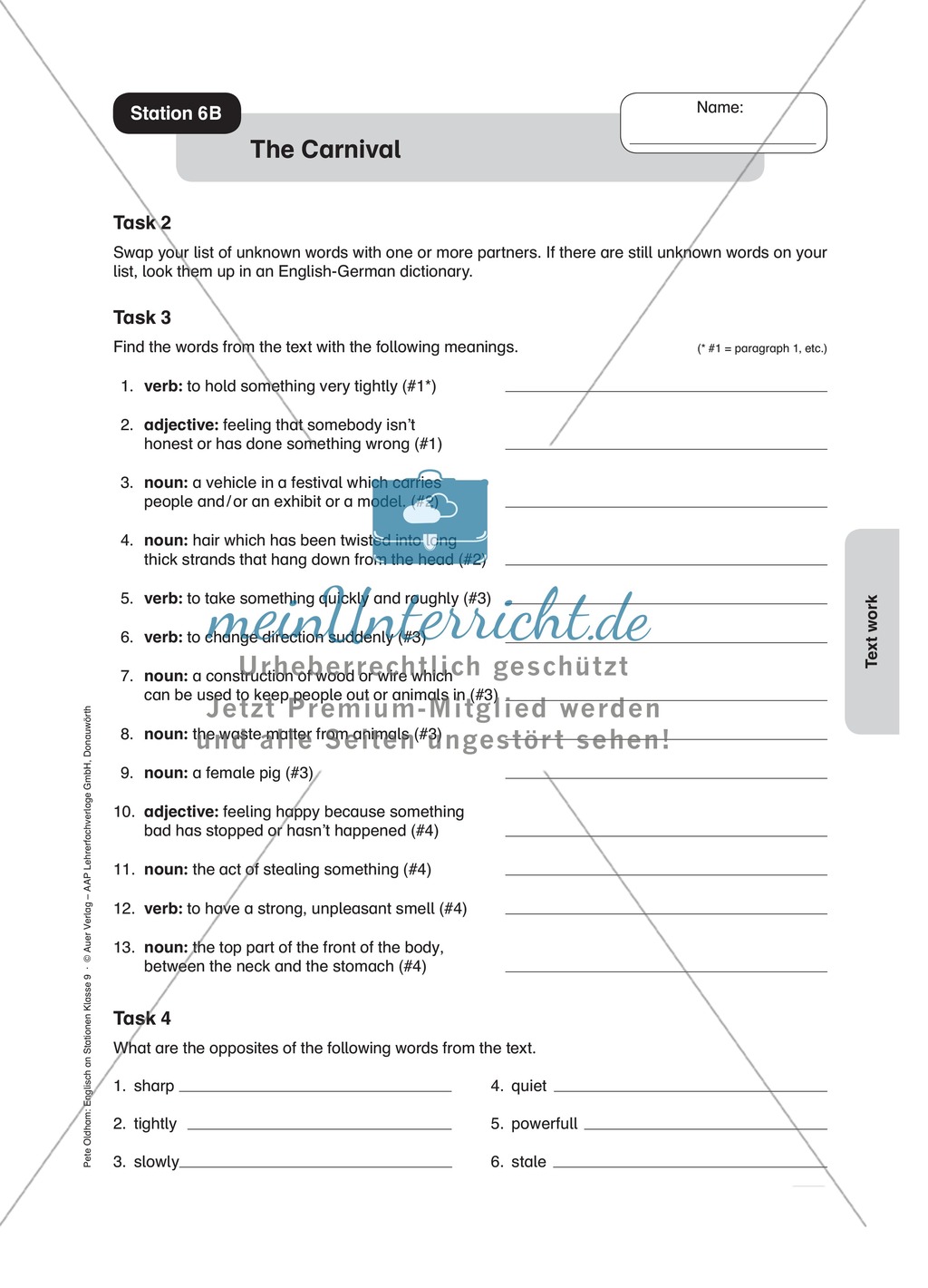 Stationenlernen in der 9. Klasse: Text work Preview 10
