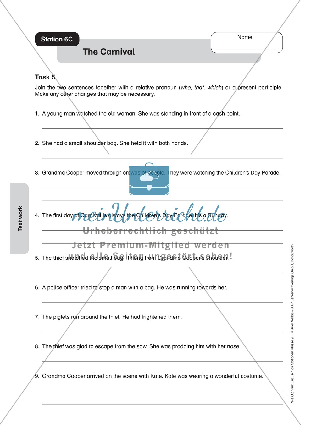 Stationenlernen in der 9. Klasse: Text work Preview 11