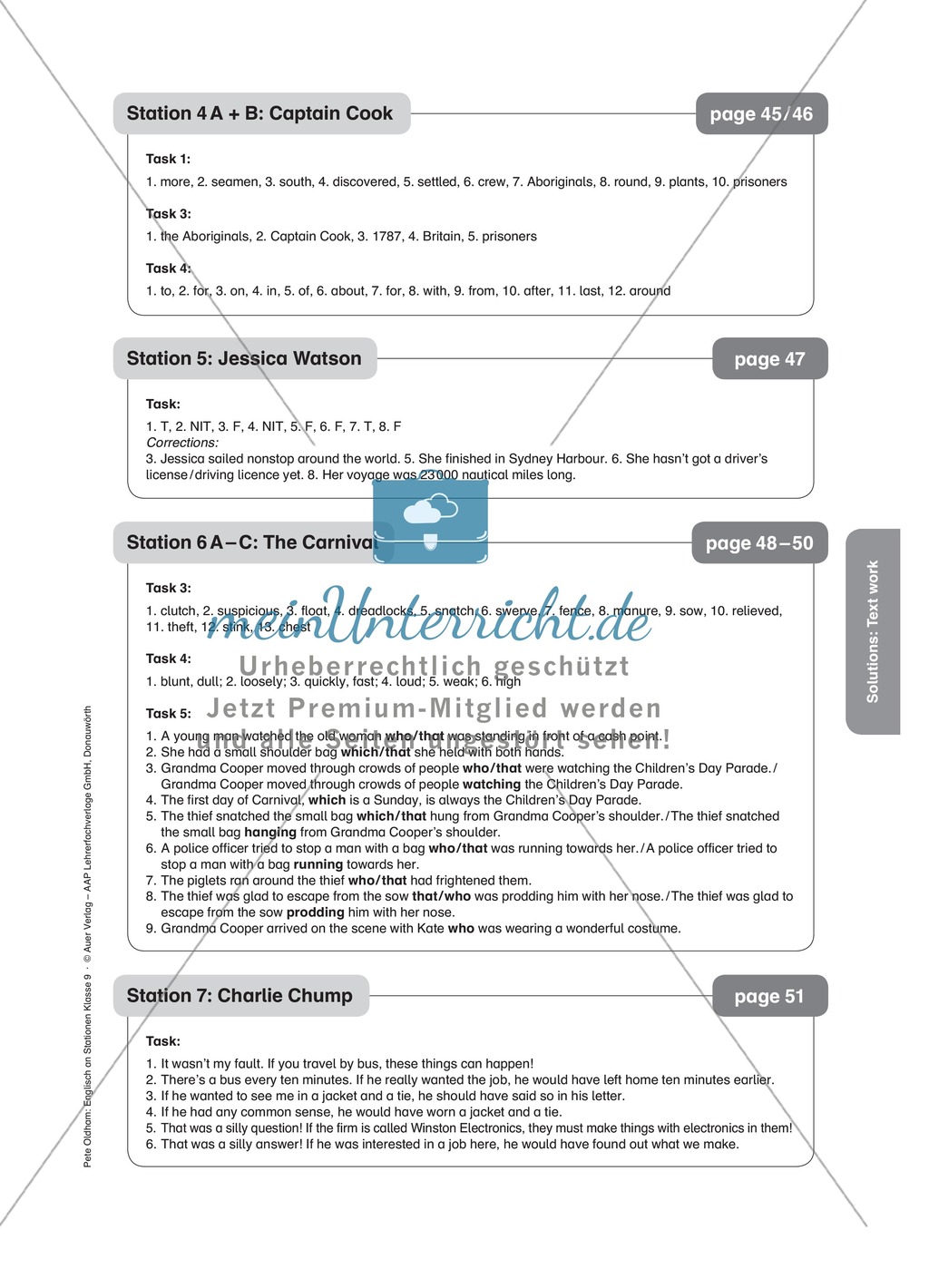 Stationenlernen in der 9. Klasse: Text work Preview 16