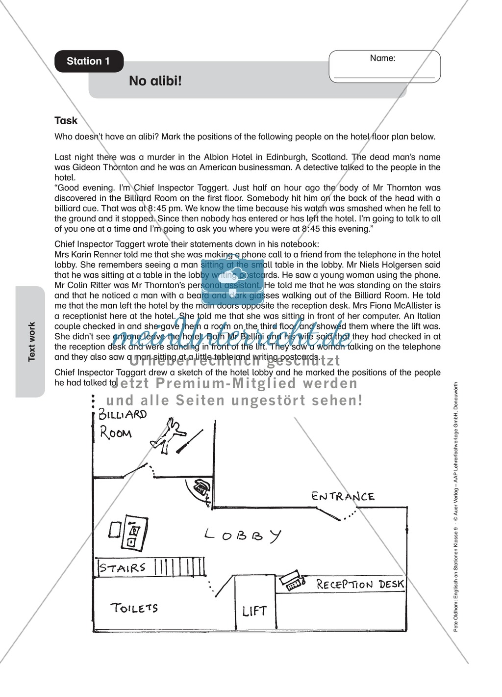 Stationenlernen in der 9. Klasse: Text work Preview 3
