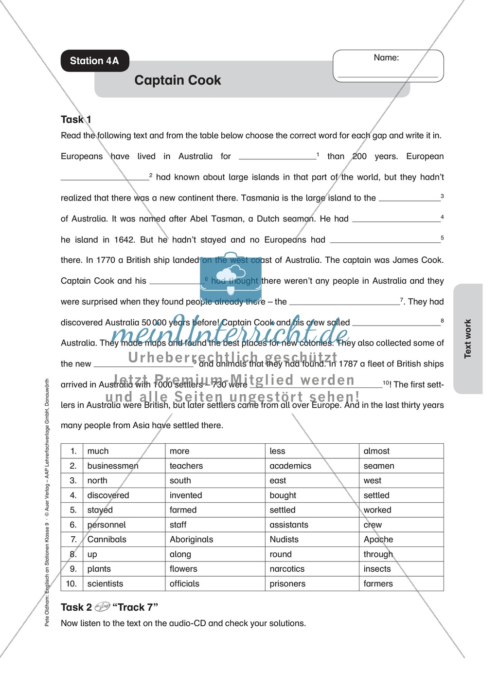 Stationenlernen in der 9. Klasse: Text work Preview 6