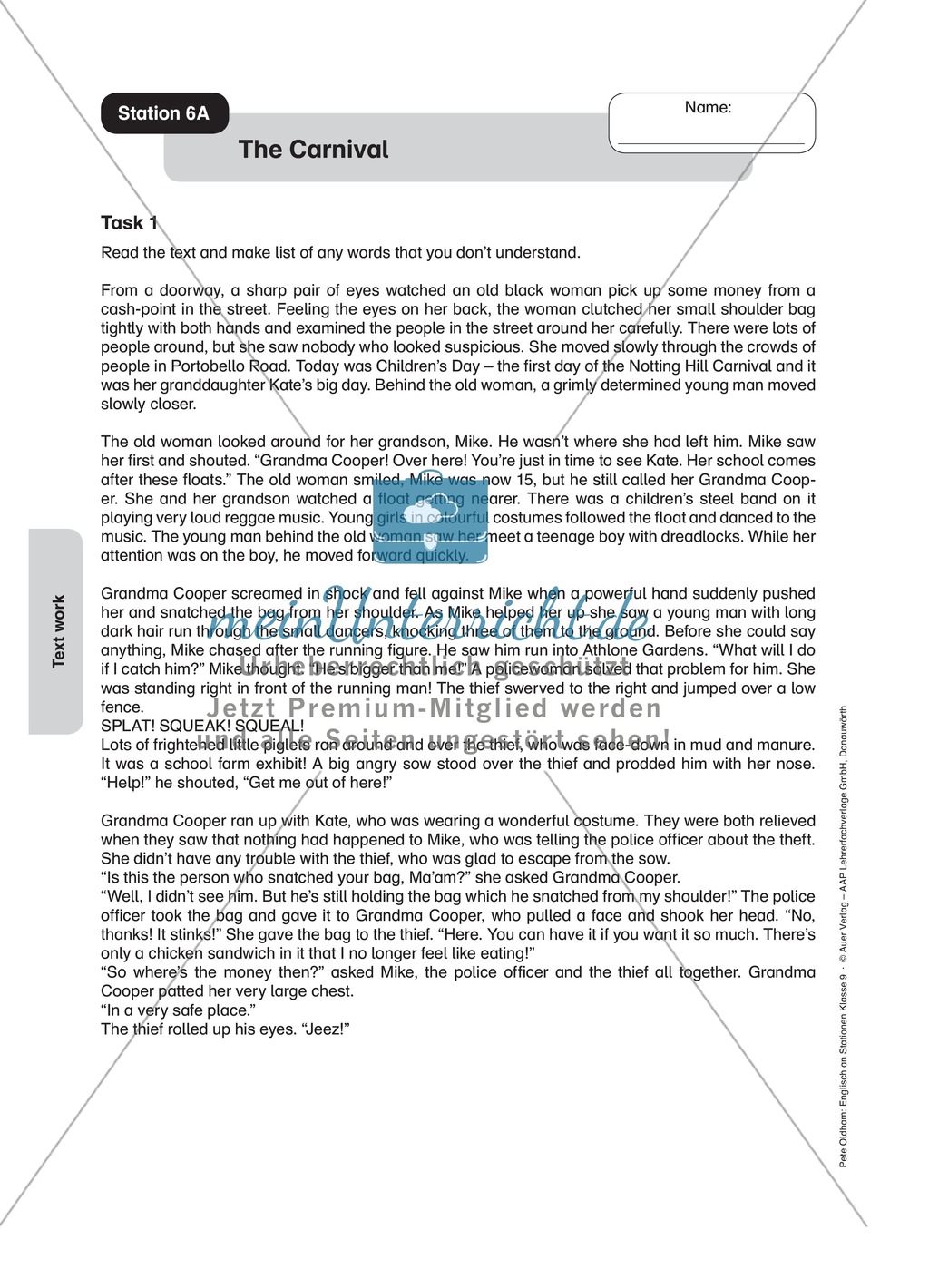 Stationenlernen in der 9. Klasse: Text work Preview 9