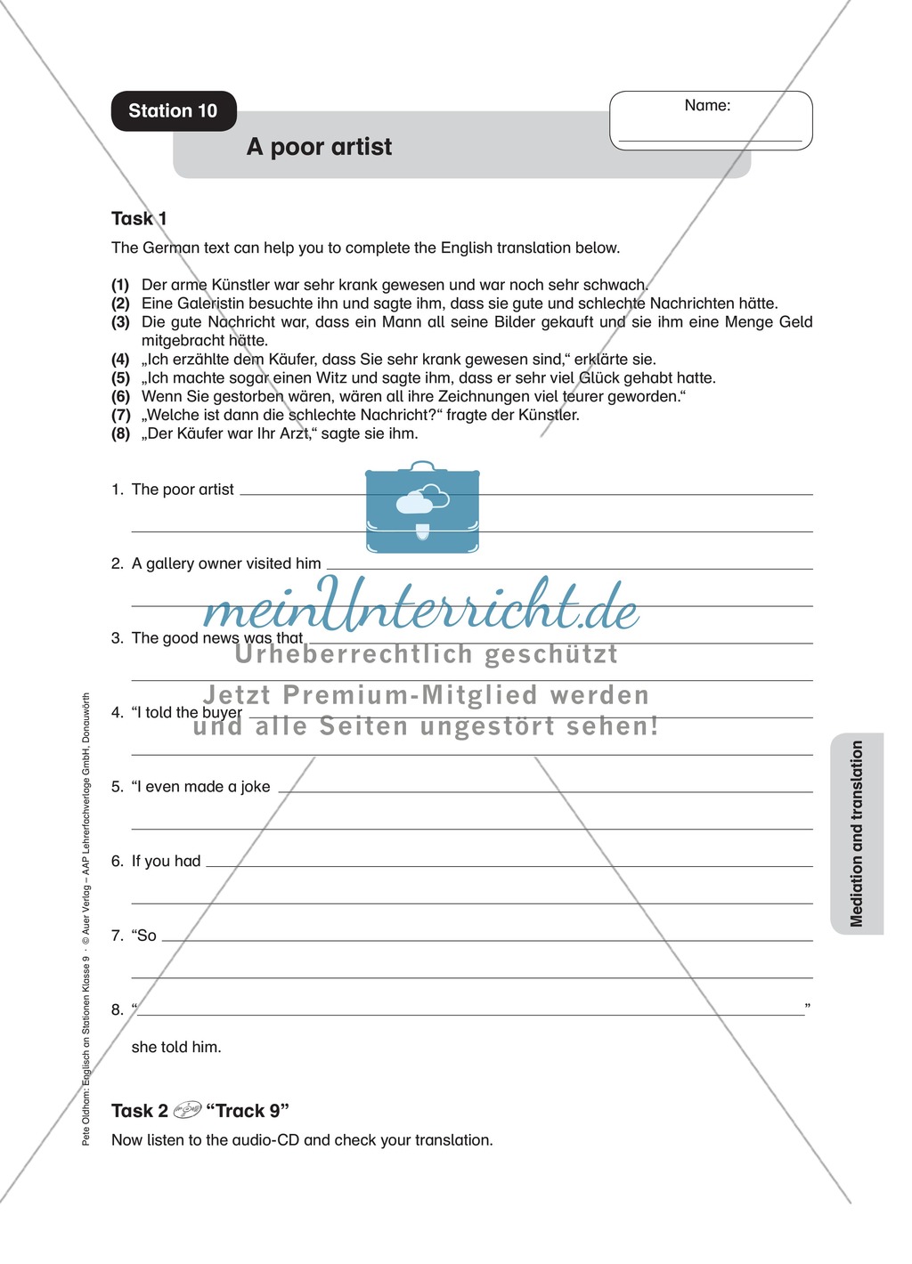 Stationenlernen in der 9. Klasse: Mediation and translation Preview 12
