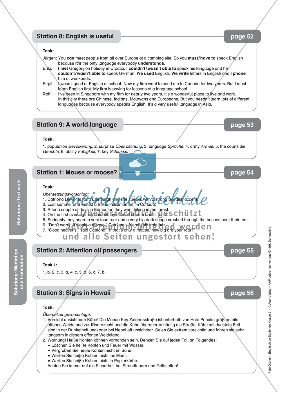 Stationenlernen in der 9. Klasse: Mediation and translation Preview 15