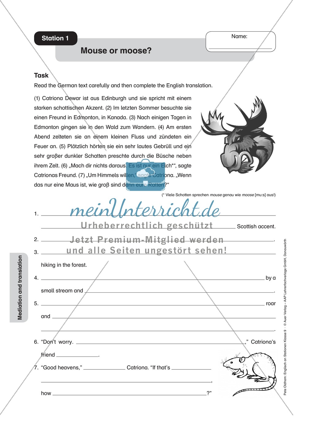 Stationenlernen in der 9. Klasse: Mediation and translation Preview 3