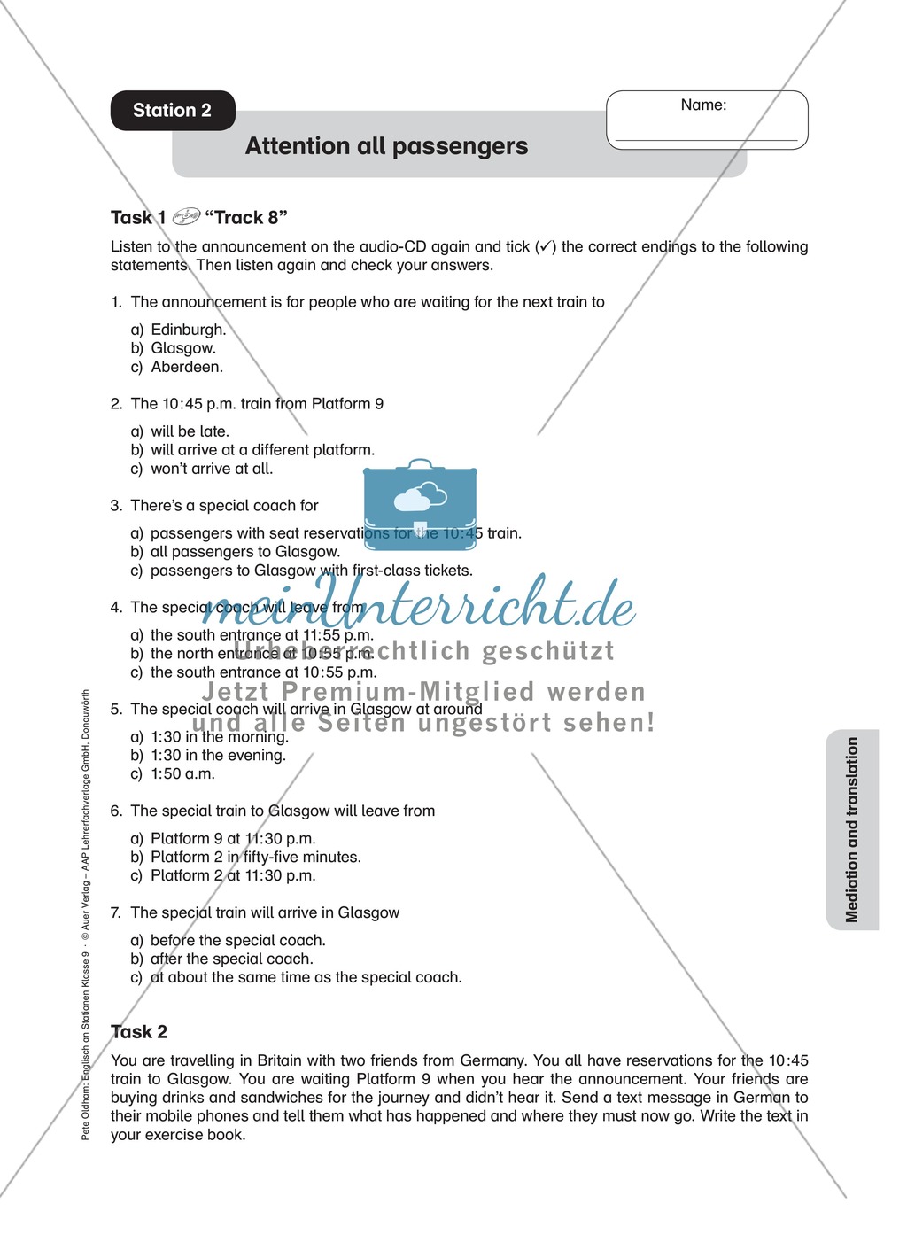 Stationenlernen in der 9. Klasse: Mediation and translation Preview 4