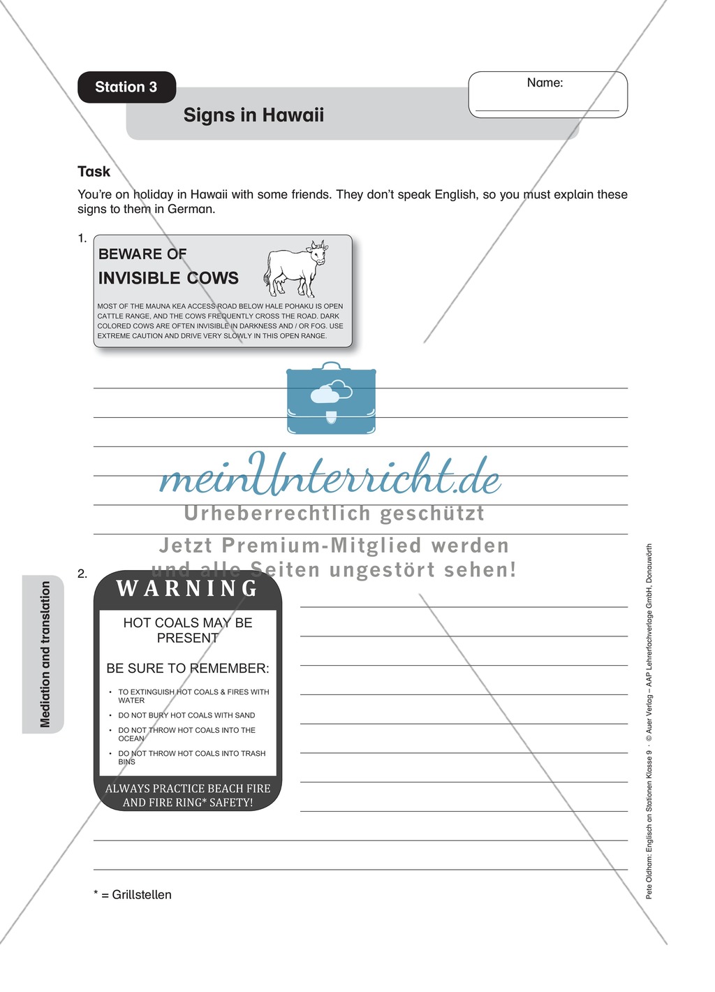 Stationenlernen in der 9. Klasse: Mediation and translation Preview 5