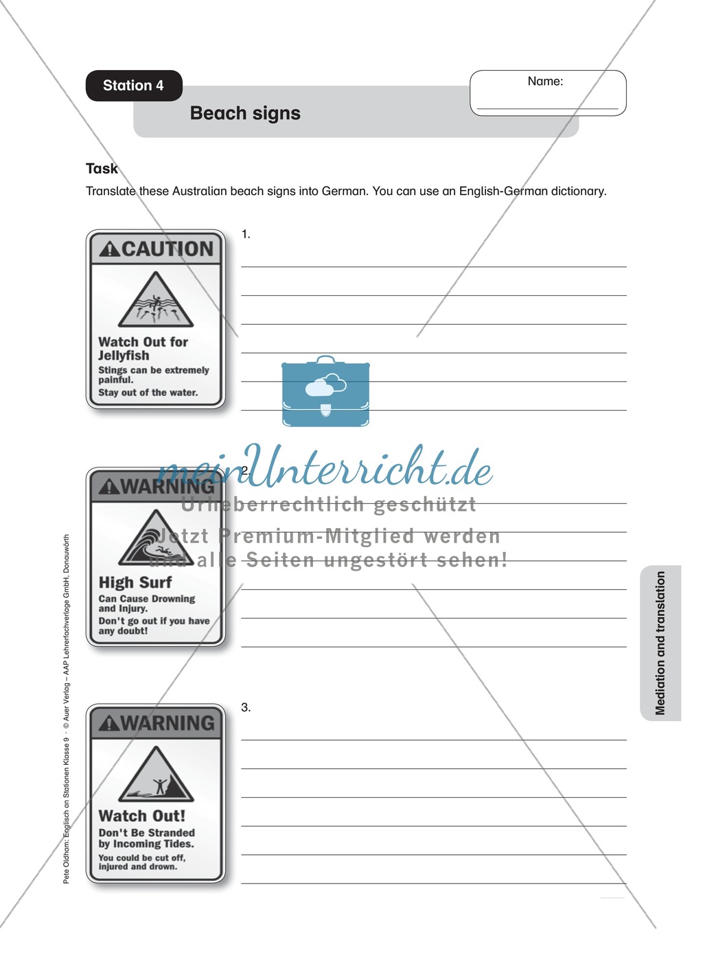 Stationenlernen in der 9. Klasse: Mediation and translation Preview 6