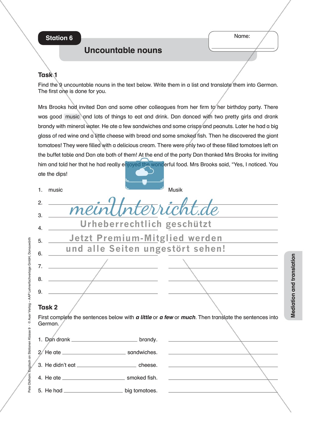 Stationenlernen in der 9. Klasse: Mediation and translation Preview 8