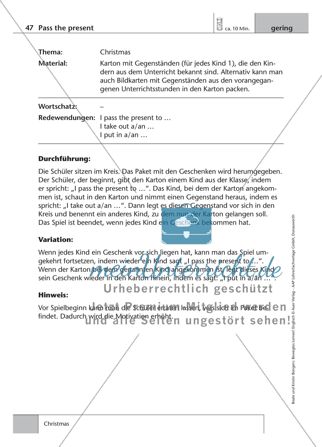 Englisch lernen mit Bewegung: Exercises on the topics: seasons + weather + special holidays + time + prepositions Preview 14