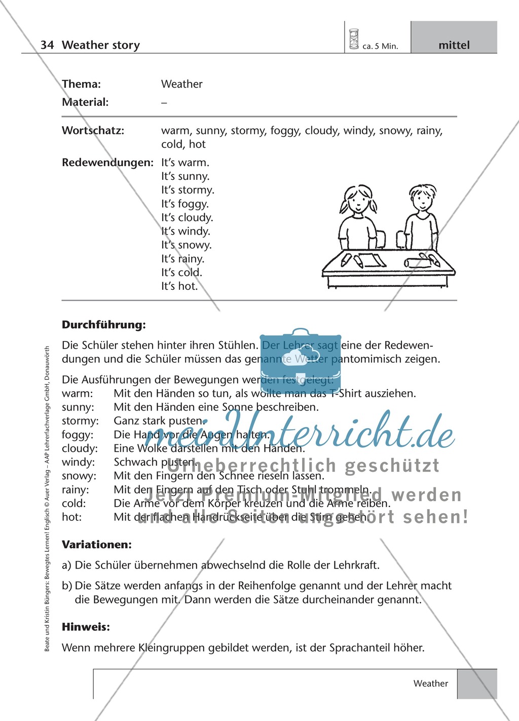 Englisch lernen mit Bewegung: Exercises on the topics: seasons + weather + special holidays + time + prepositions Preview 7