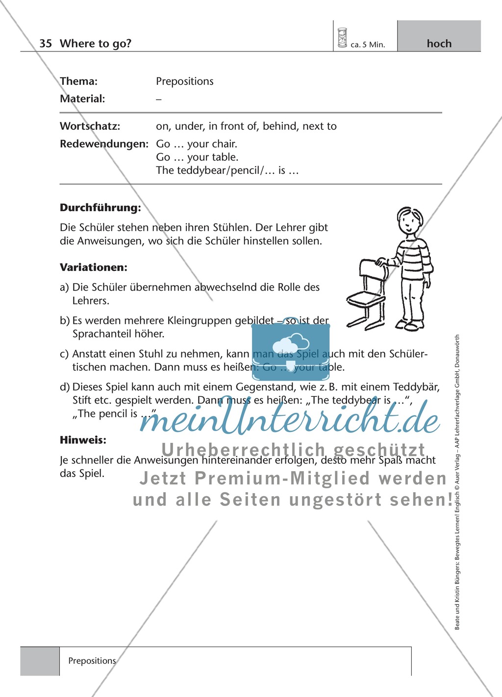 Englisch lernen mit Bewegung: Exercises on the topics: seasons + weather + special holidays + time + prepositions Preview 8