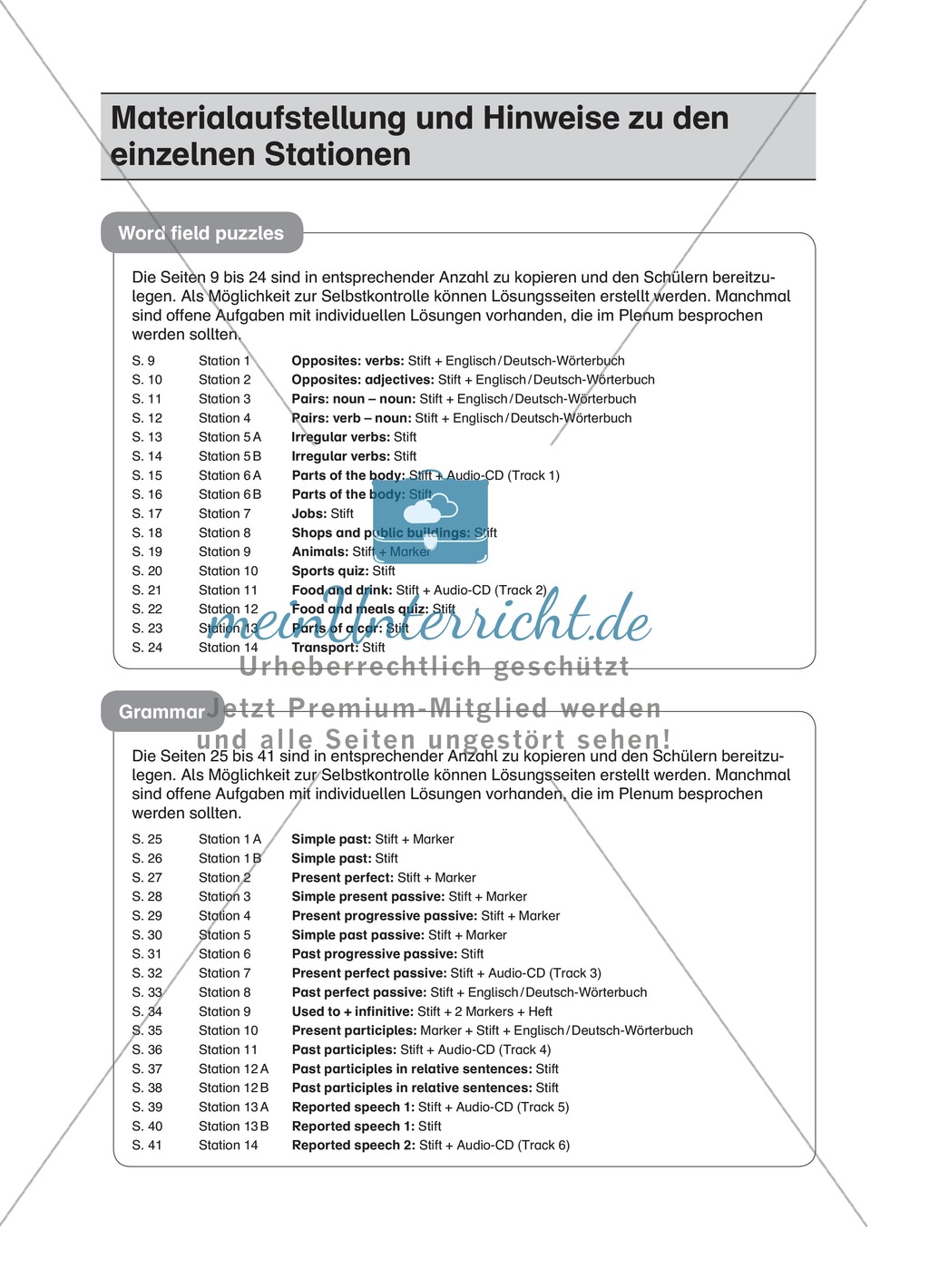 Stationenlernen in der 9. Klasse: Grammar an 8 Stationen Preview 1