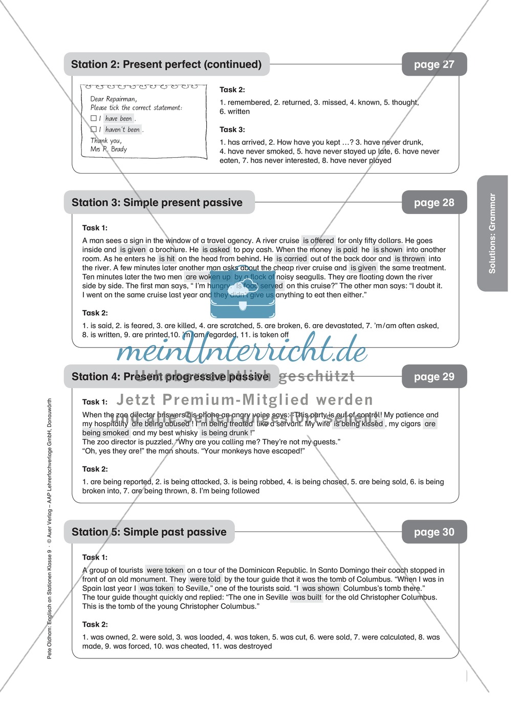 Stationenlernen in der 9. Klasse: Grammar an 8 Stationen Preview 21