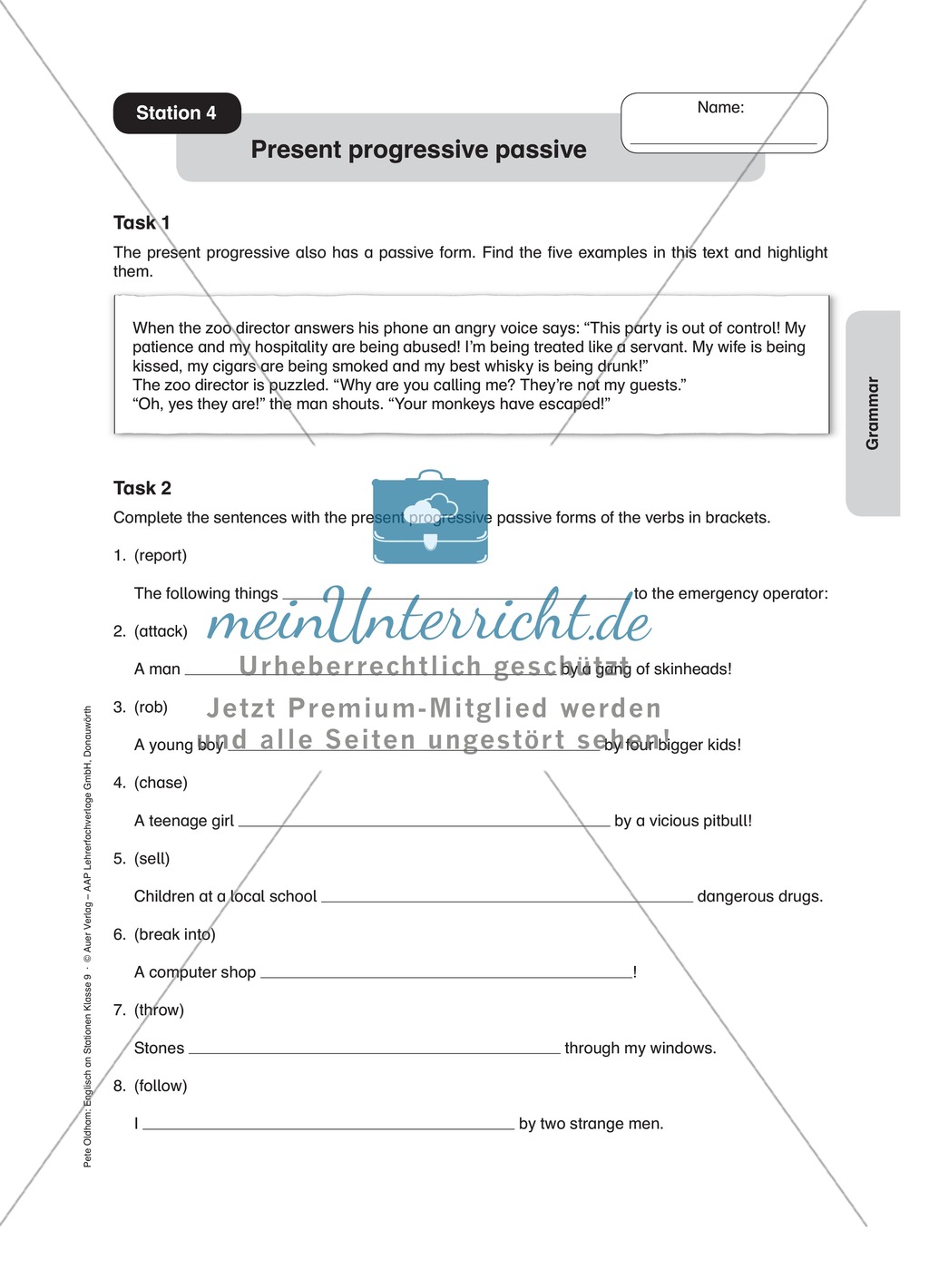 Stationenlernen in der 9. Klasse: Grammar an 8 Stationen Preview 7