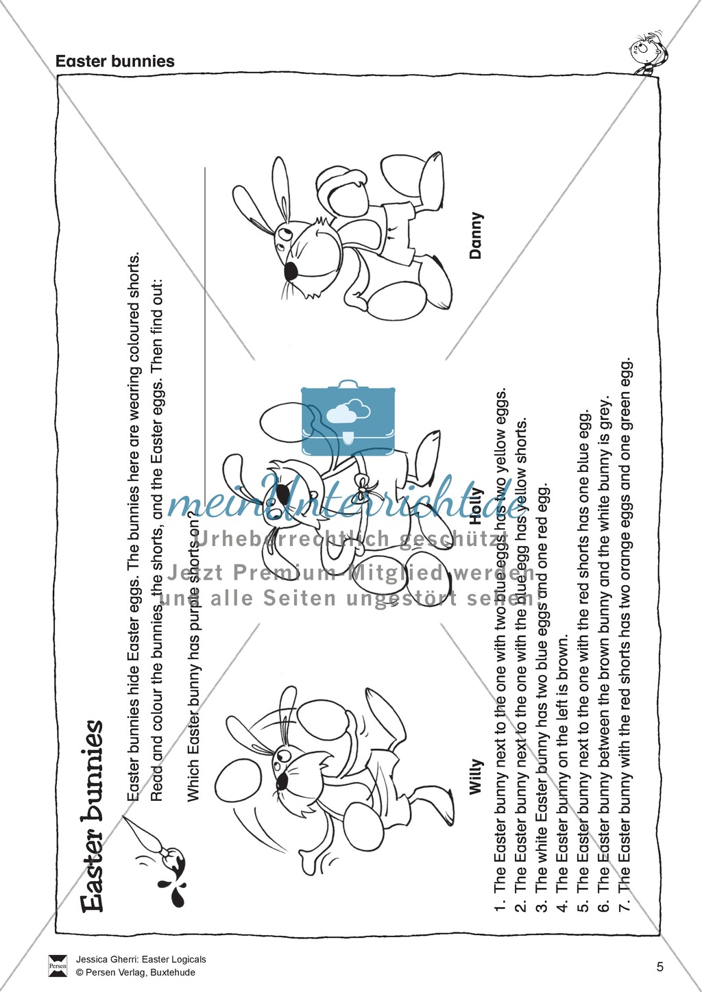 Easter-Bunnies-Leserätsel in zwei Anforderungsstufen mit Lösungen Preview 2