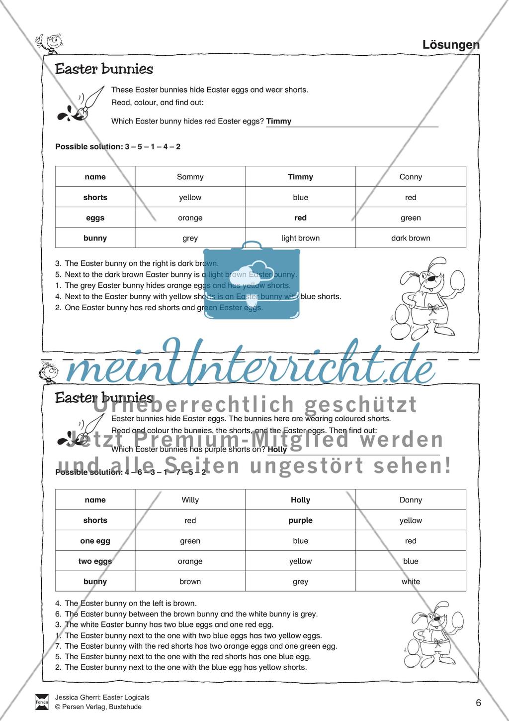 Easter-Bunnies-Leserätsel in zwei Anforderungsstufen mit Lösungen Preview 3
