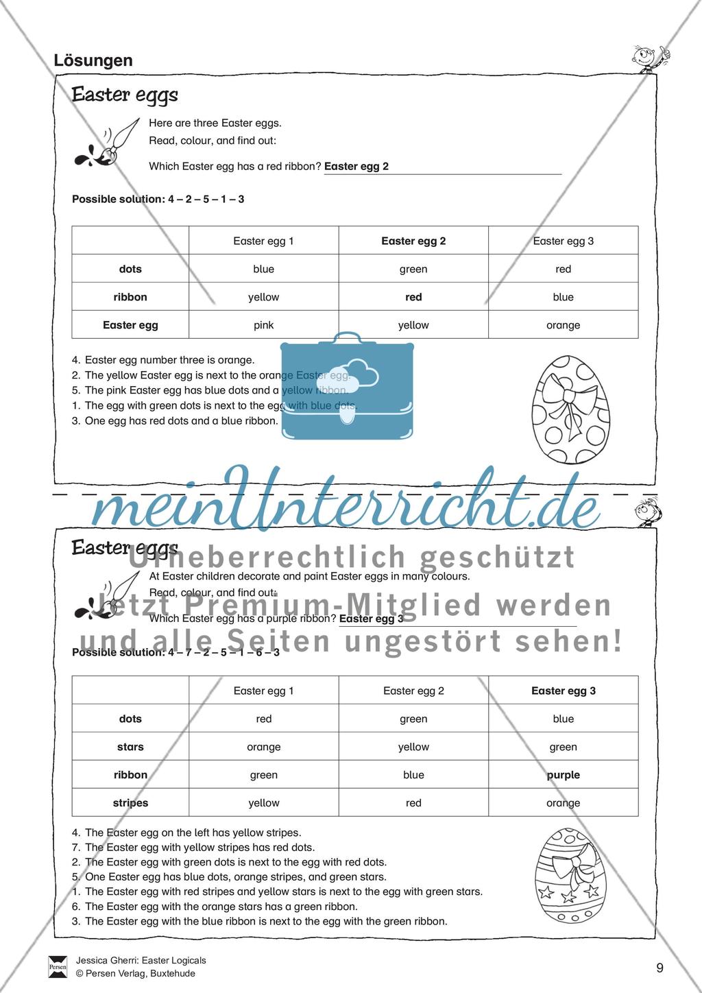 Easter-Eggs-Leserätsel in zwei Anforderungsstufen mit Lösungen Preview 3