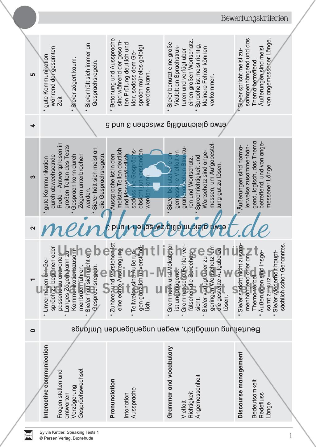 Kriterien zur Bewertung von speaking skills Preview 1